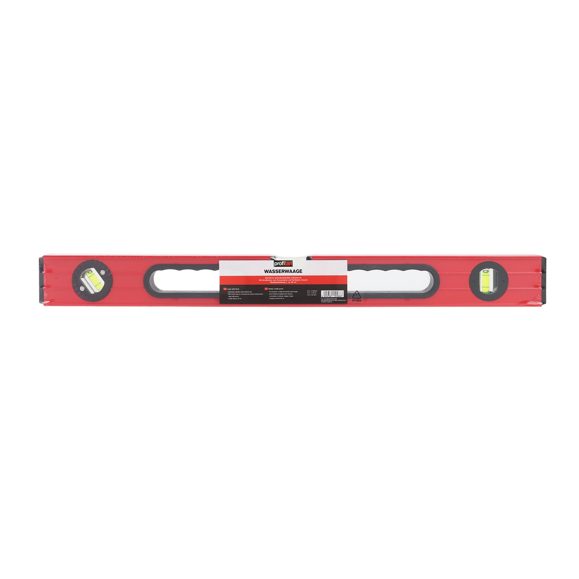 profitan Wasserwaage - rot-schwarz - Aluminium - 60 cm
