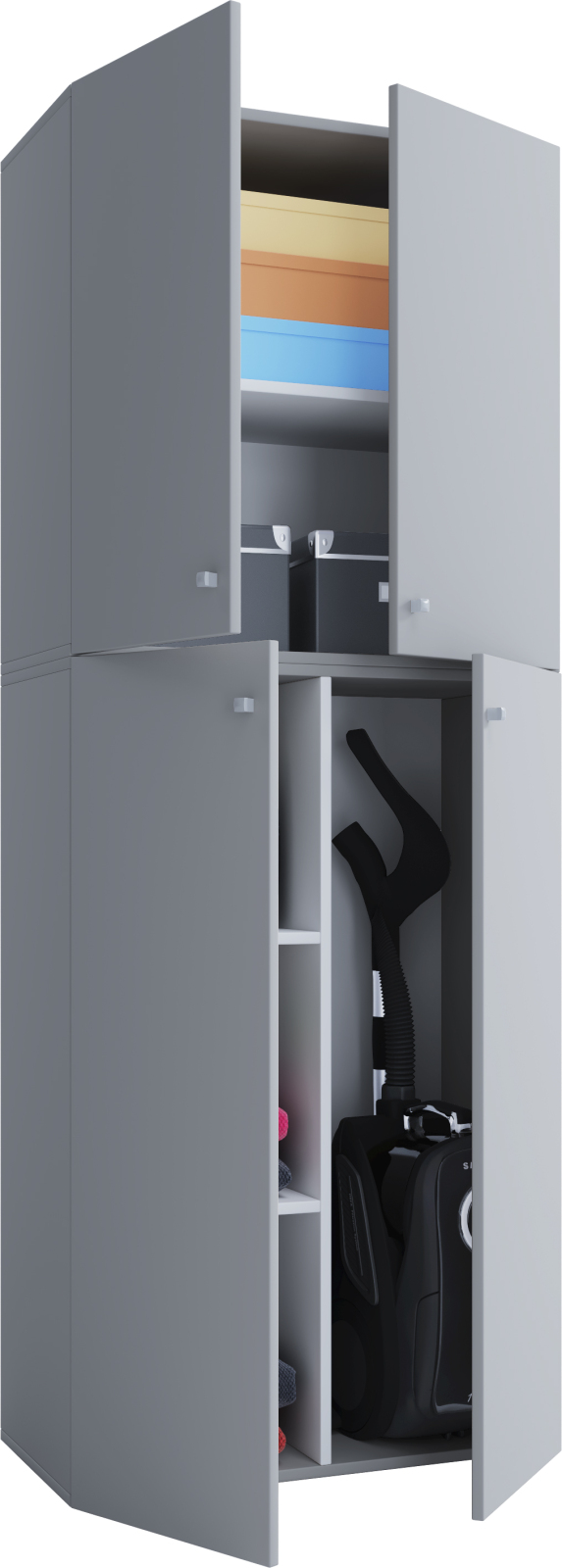 Putzschrank LONA - grau - 182 cm hoch