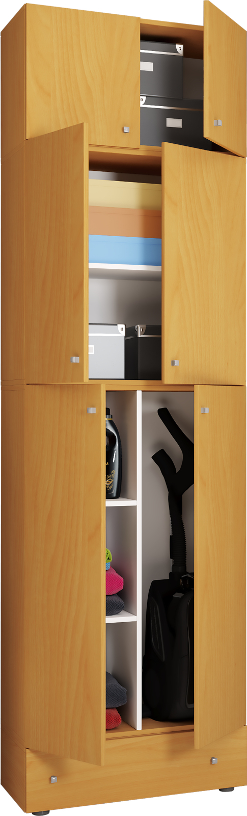 Putzschrank LONA XXL - Buche - Aufsatz und Schublade - 240 cm hoch