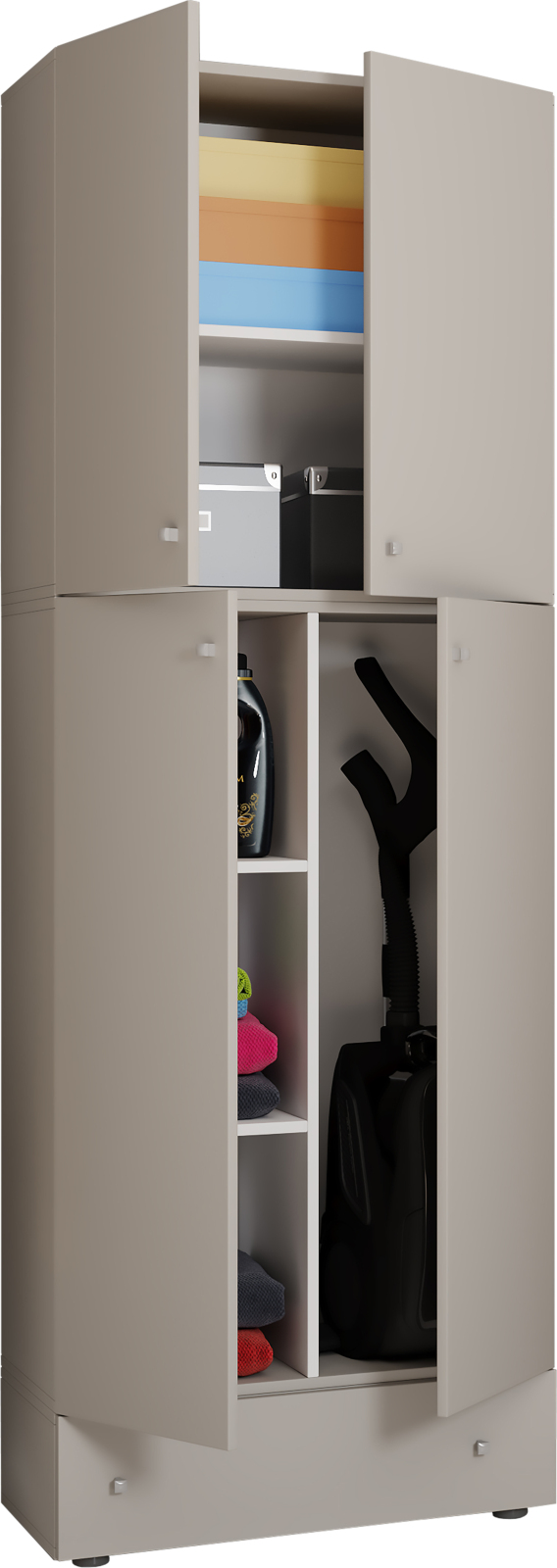 Putzschrank LONA XXL - grau - mit Schublade - 200 cm hoch
