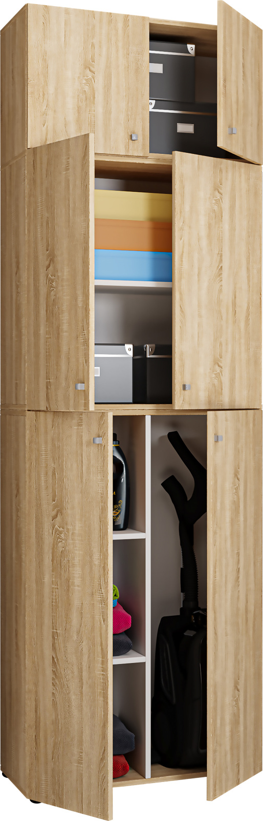 Putzschrank LONA XXL - Sonoma Eiche - mit Aufsatz - 223 cm hoch