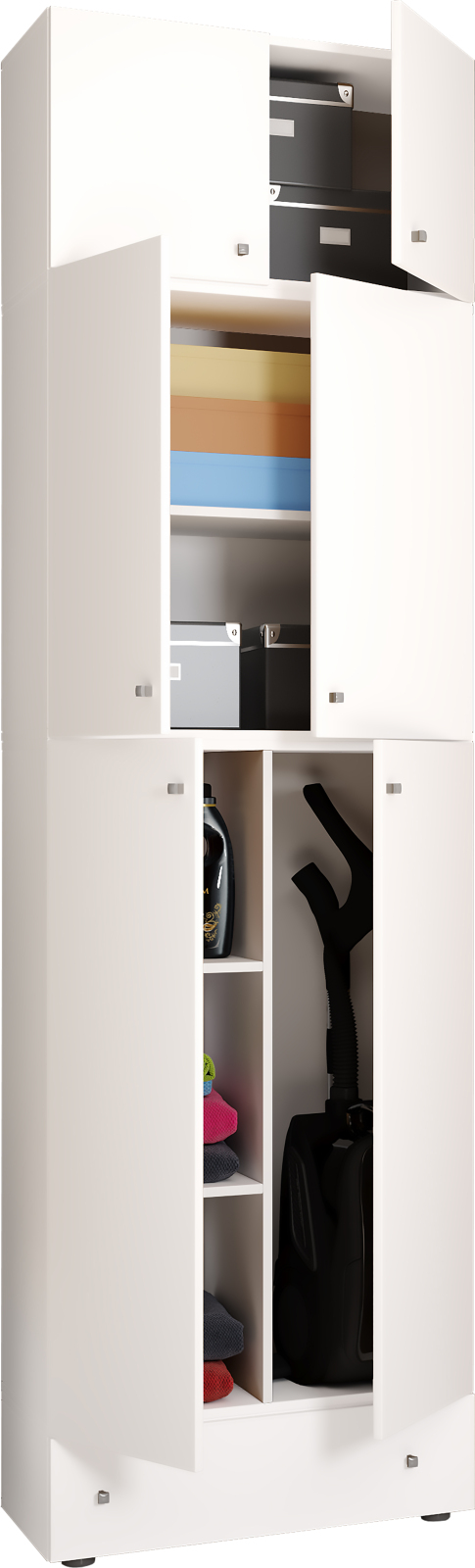Putzschrank LONA XXL - weiß - Aufsatz und Schublade - 240 cm hoch