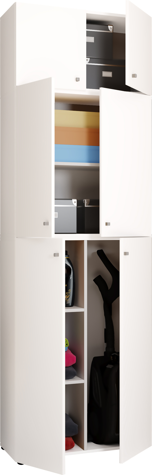 Putzschrank LONA XXL - weiß - mit Aufsatz - 223 cm hoch