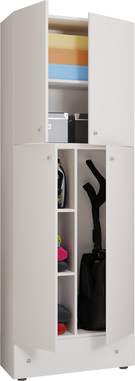 Putzschrank LONA XXL - weiß - mit Schublade - 200 cm hoch