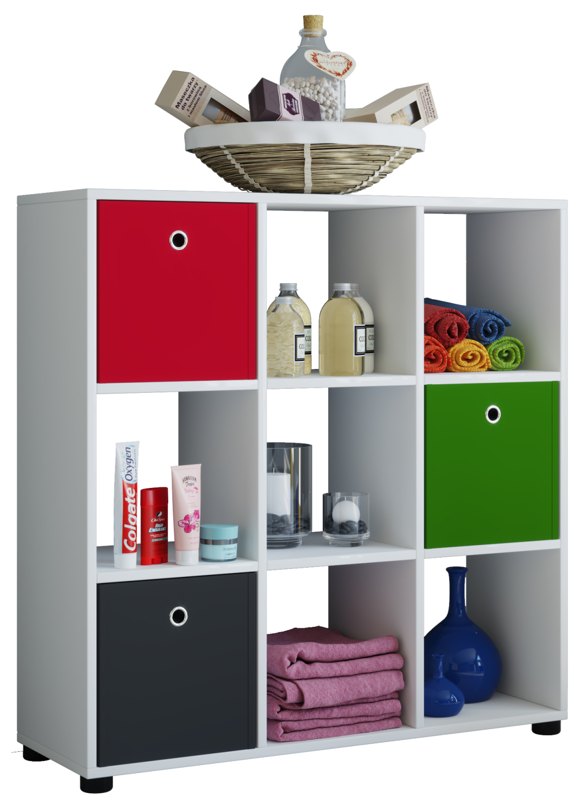 Regal BENAS 3x3 - weiß - 93 cm hoch