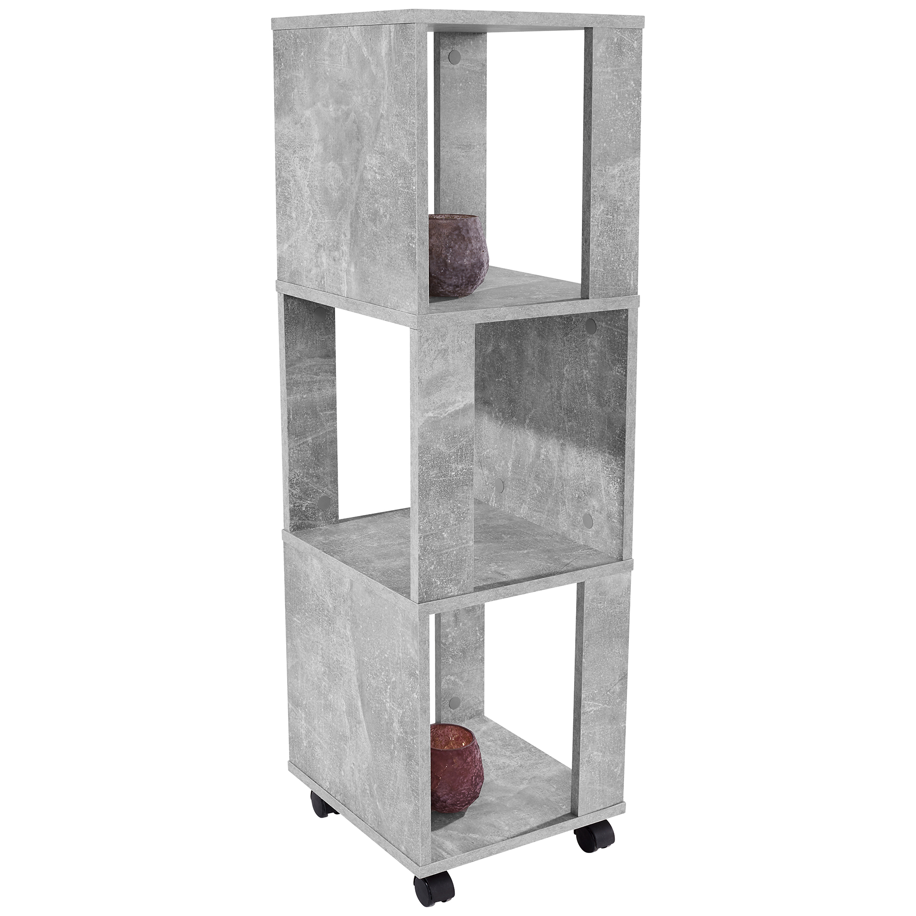 Regal - Betonoptik - rollbar - 111 cm hoch