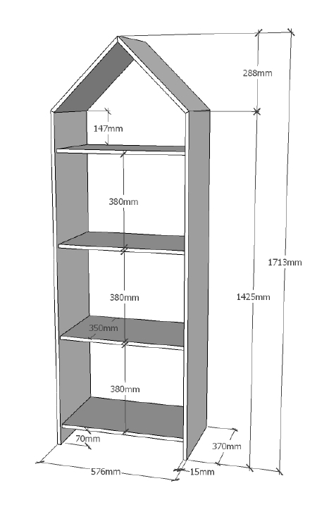 Regal CASAMI - weiß - 4 Fächern - 58 cm breit