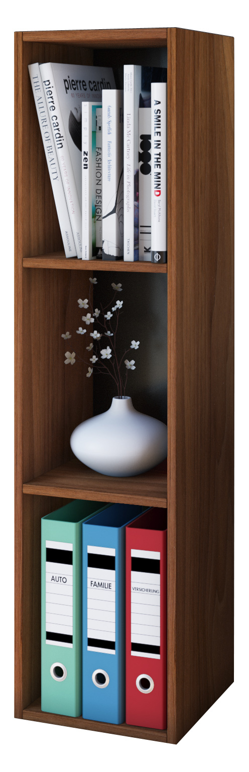 Regal MENDAS - Kern-Nussbaum - 3 Fächer - 34x115 cm