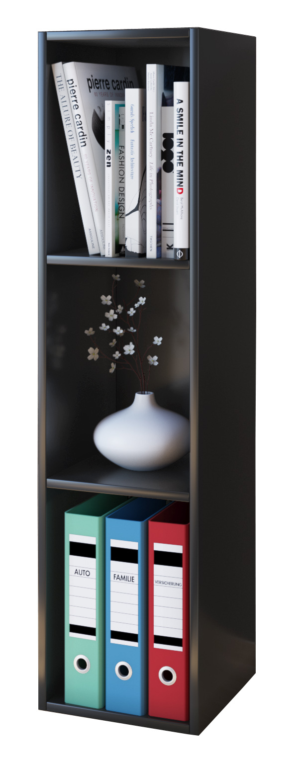 Regal MENDAS - schwarz - 3 Fächer - 34x115 cm