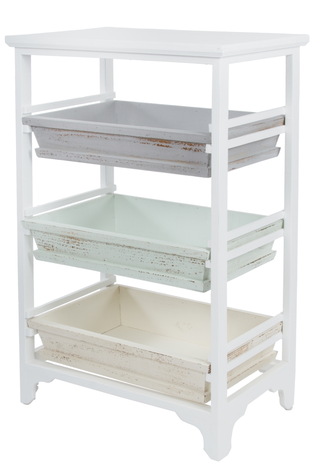 Regal ORDWIN - weiß antik - multicolor - 3 Schubladen