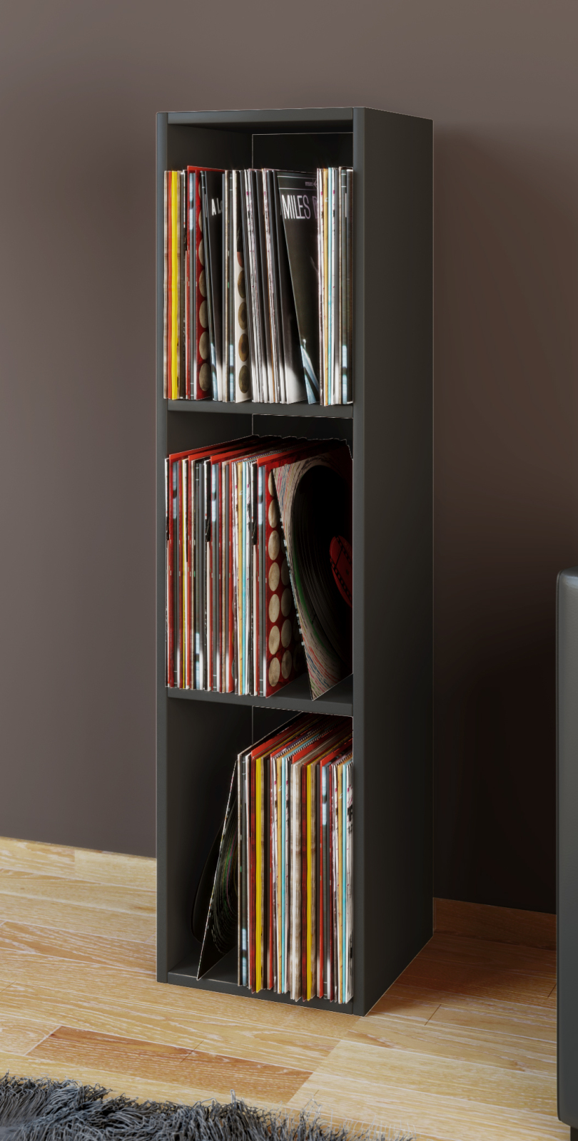 Regal PLATTO - schwarz - für 100 Schallplatten