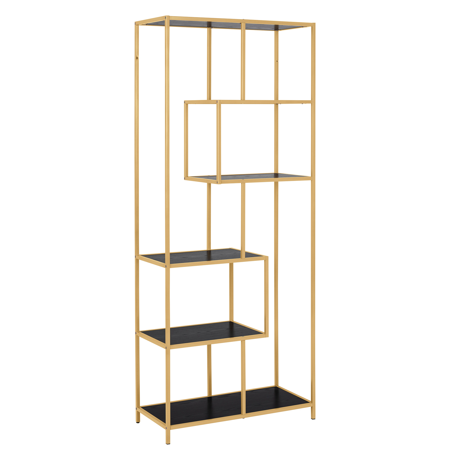 Regal SEAFORD - schwarz-goldfarben - 5 Ablagen - 77 cm