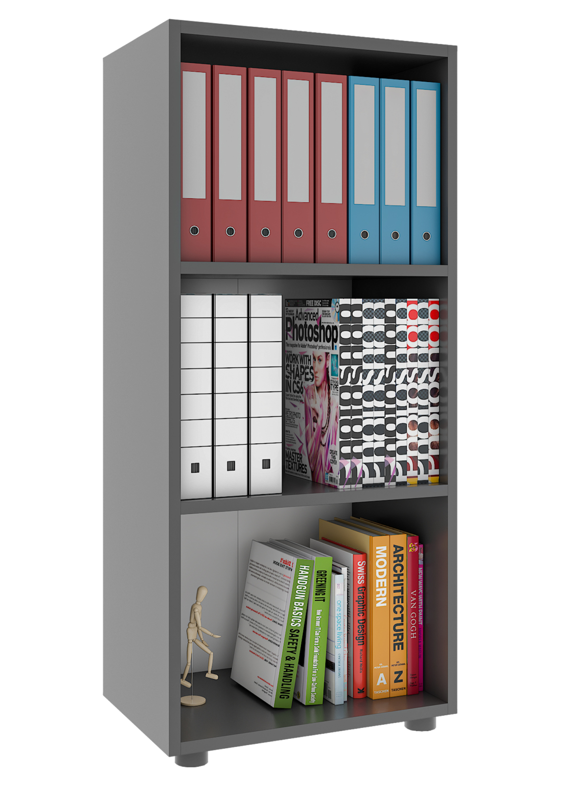 Regal ULAS - anthrazit - 2 Fächer - 49 cm