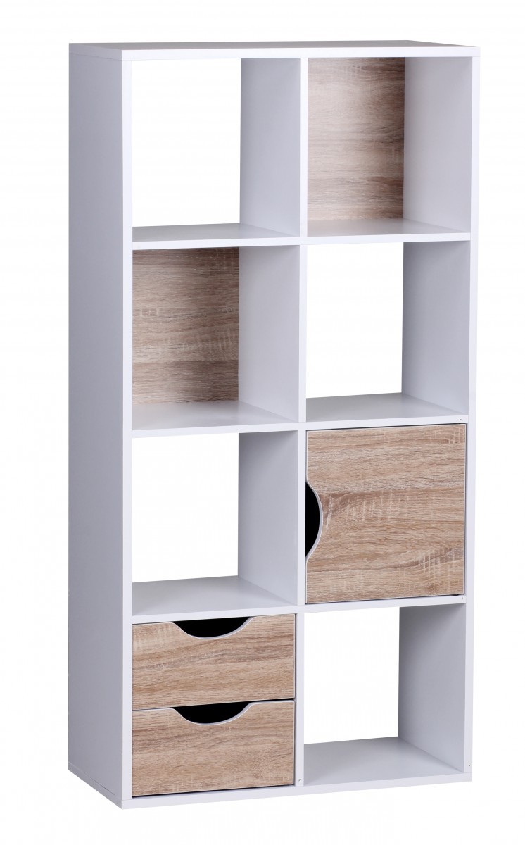 Regal - weiß - Sonoma Eiche - 8 Fächer - 60 cm breit