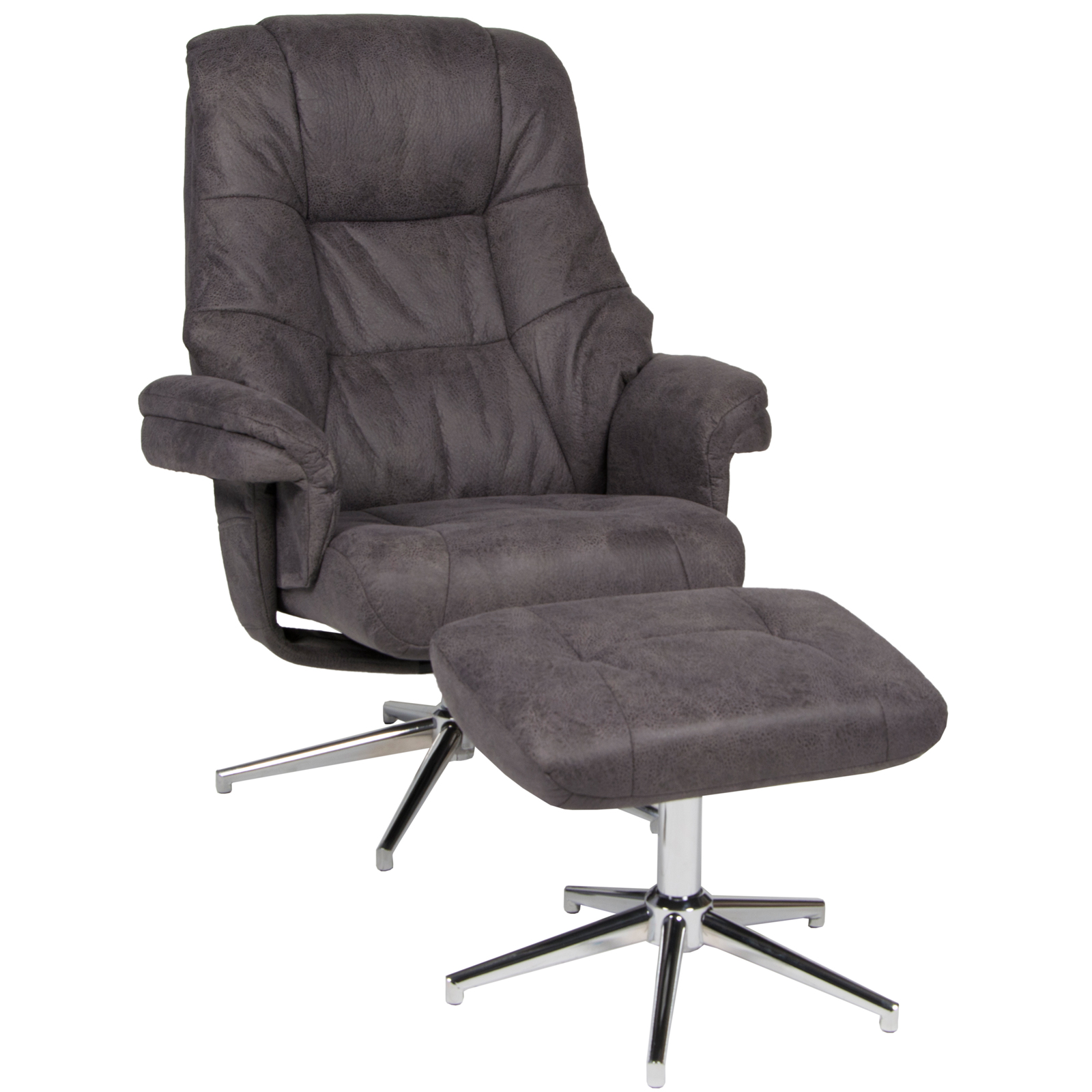 Relaxsessel - anthrazit - Microfaser - mit Hocker