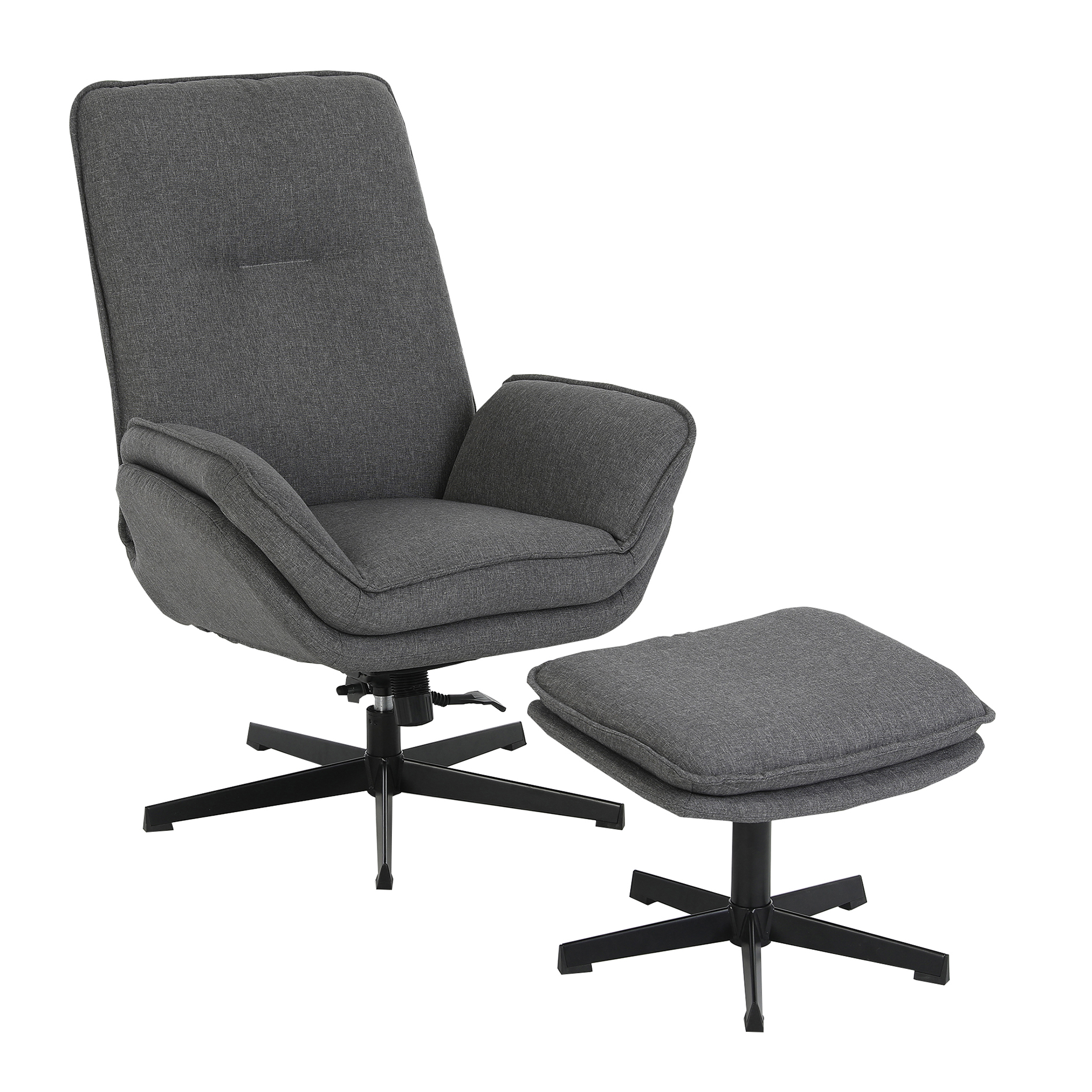 Relaxsessel mit Hocker - grau - Drehfunktion