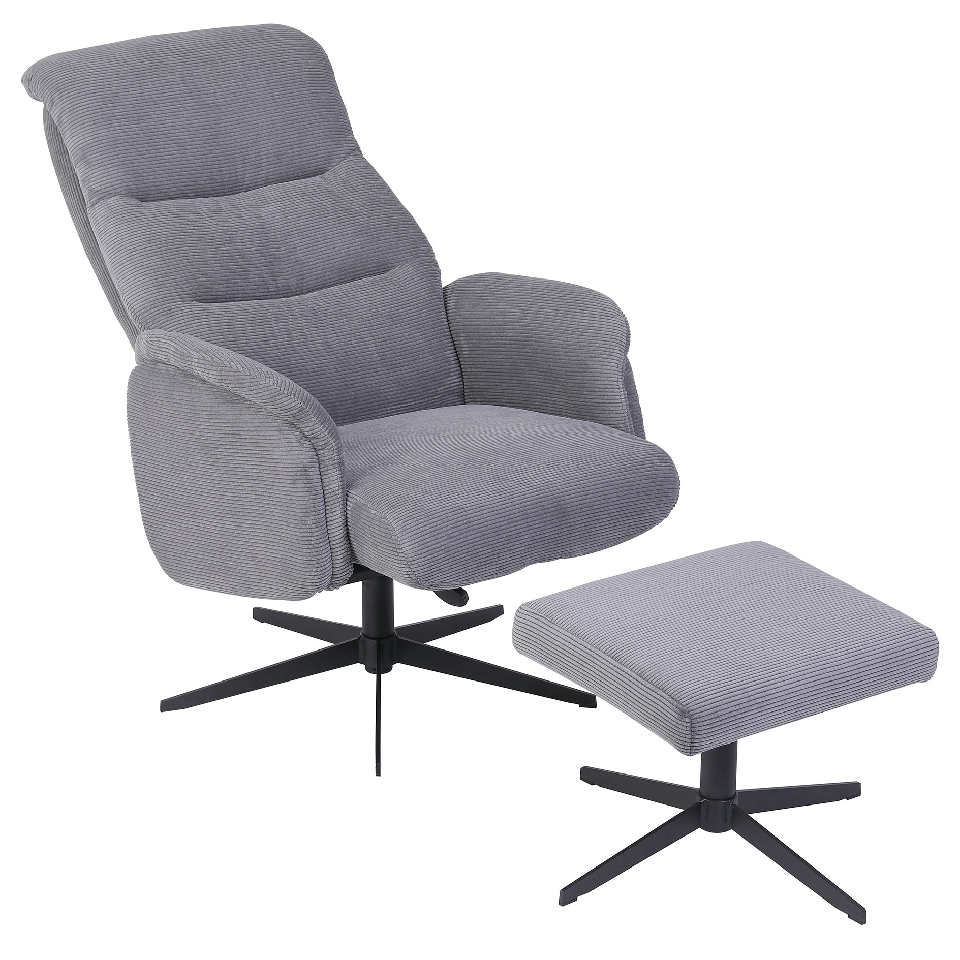 Relaxsessel mit Hocker - grau - mit Relax-/Drehfunktion
