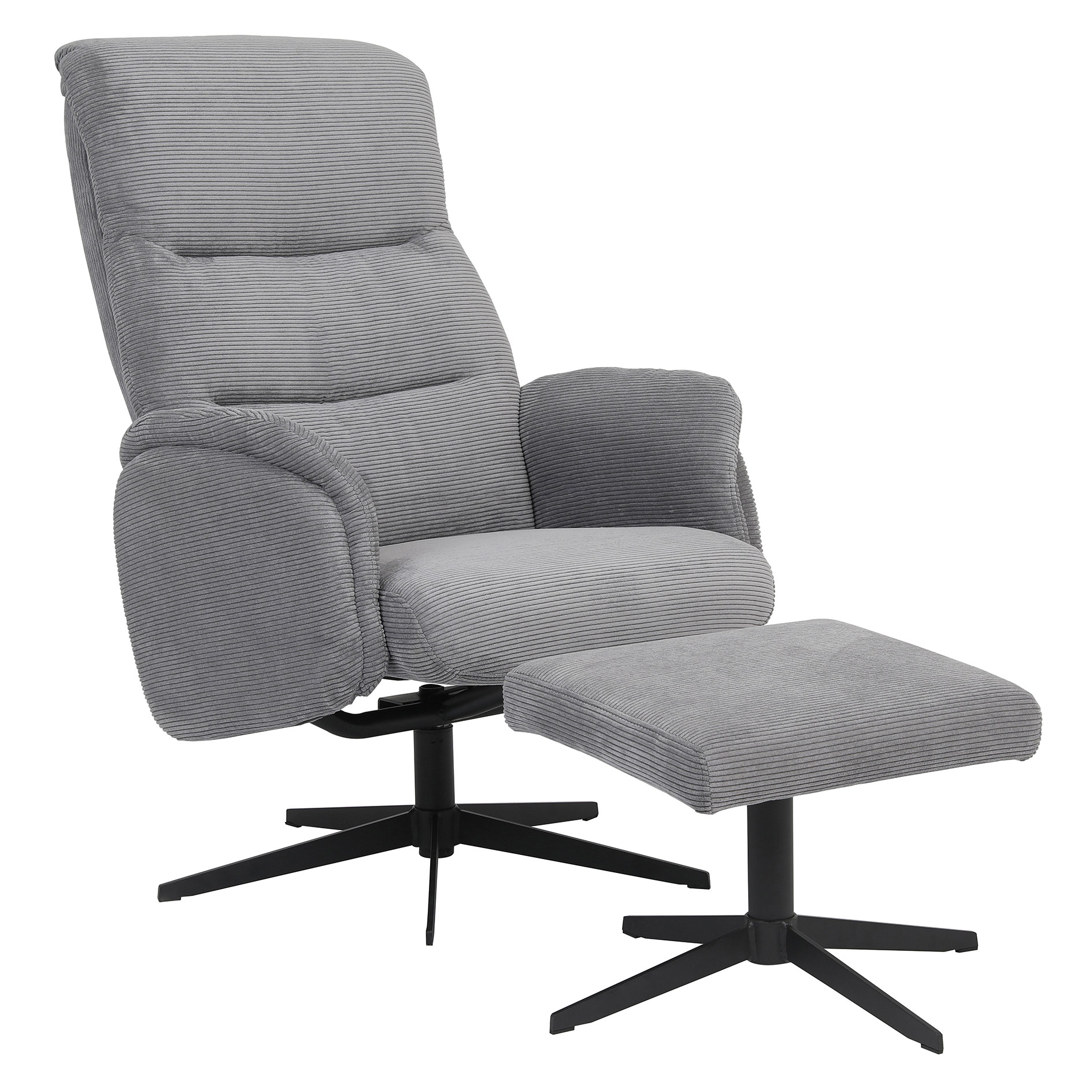 Relaxsessel mit Hocker - grau - mit Relax-/Drehfunktion