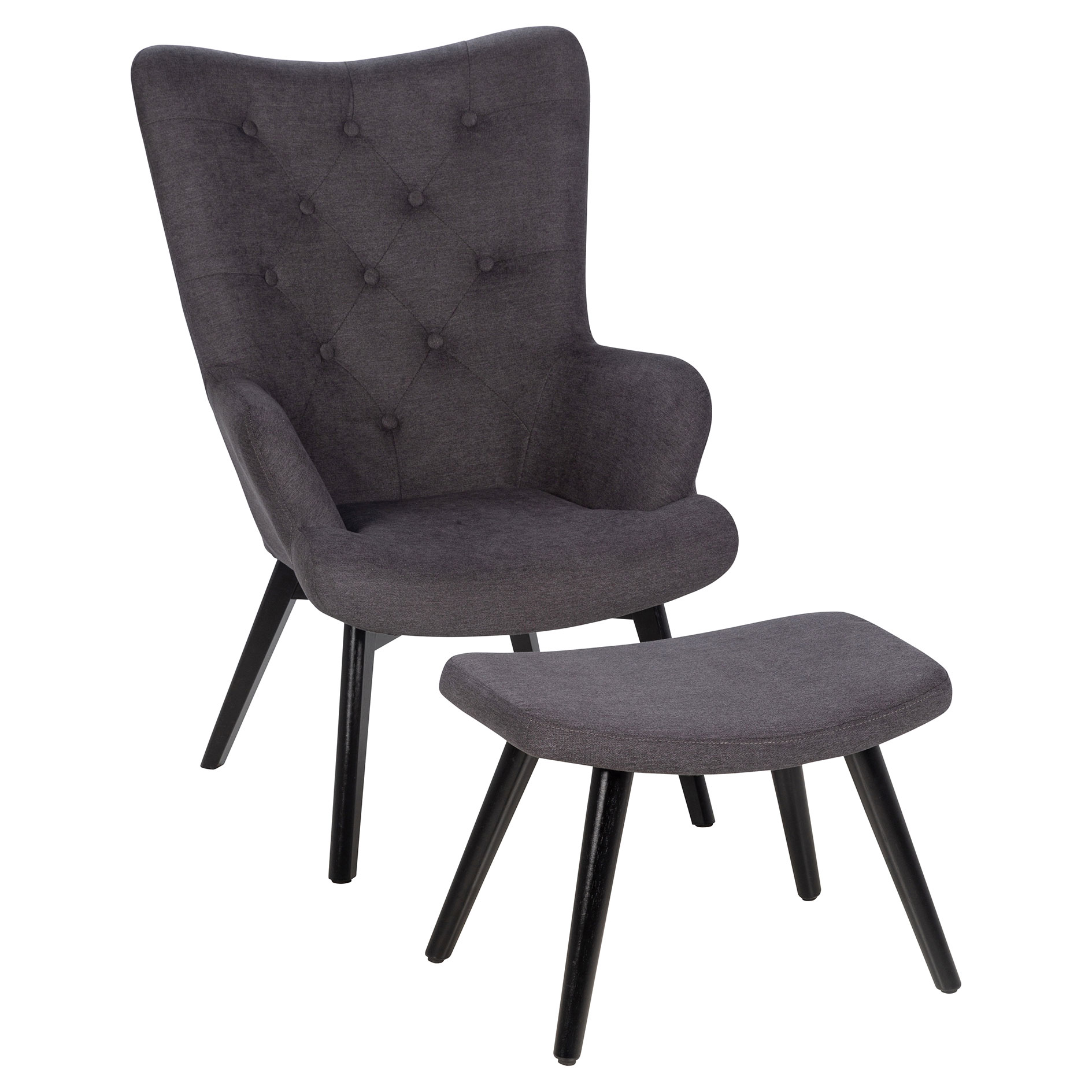 Relaxsessel mit Hocker - grau - Webstoff