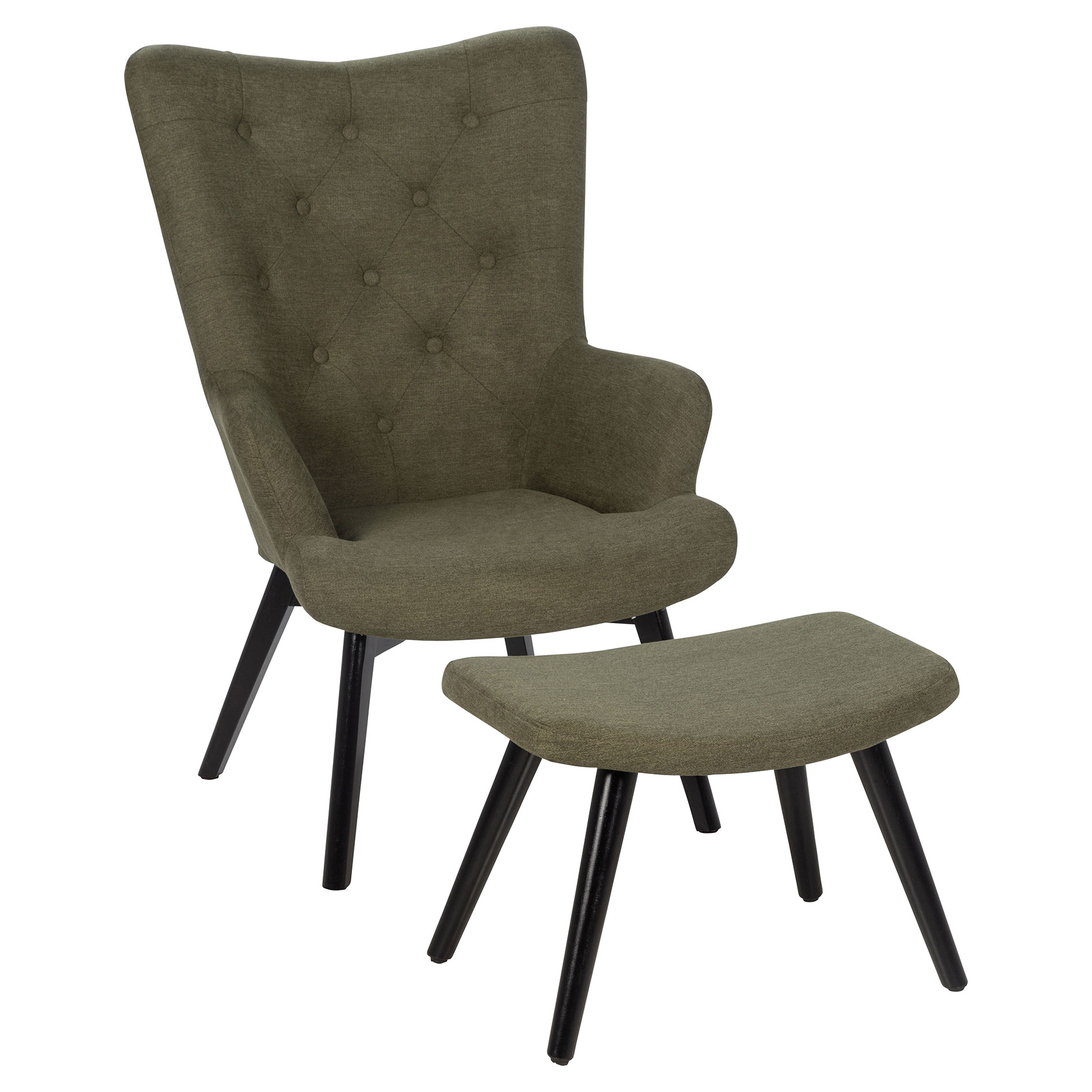 Relaxsessel mit Hocker - grün - Webstoff