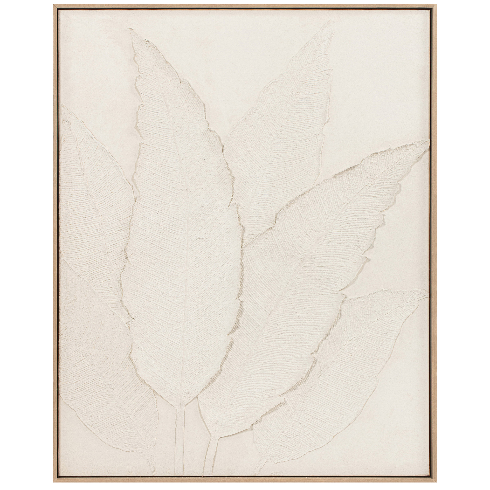 Relief Wandbild - weiß - Blatt - 80x100 cm