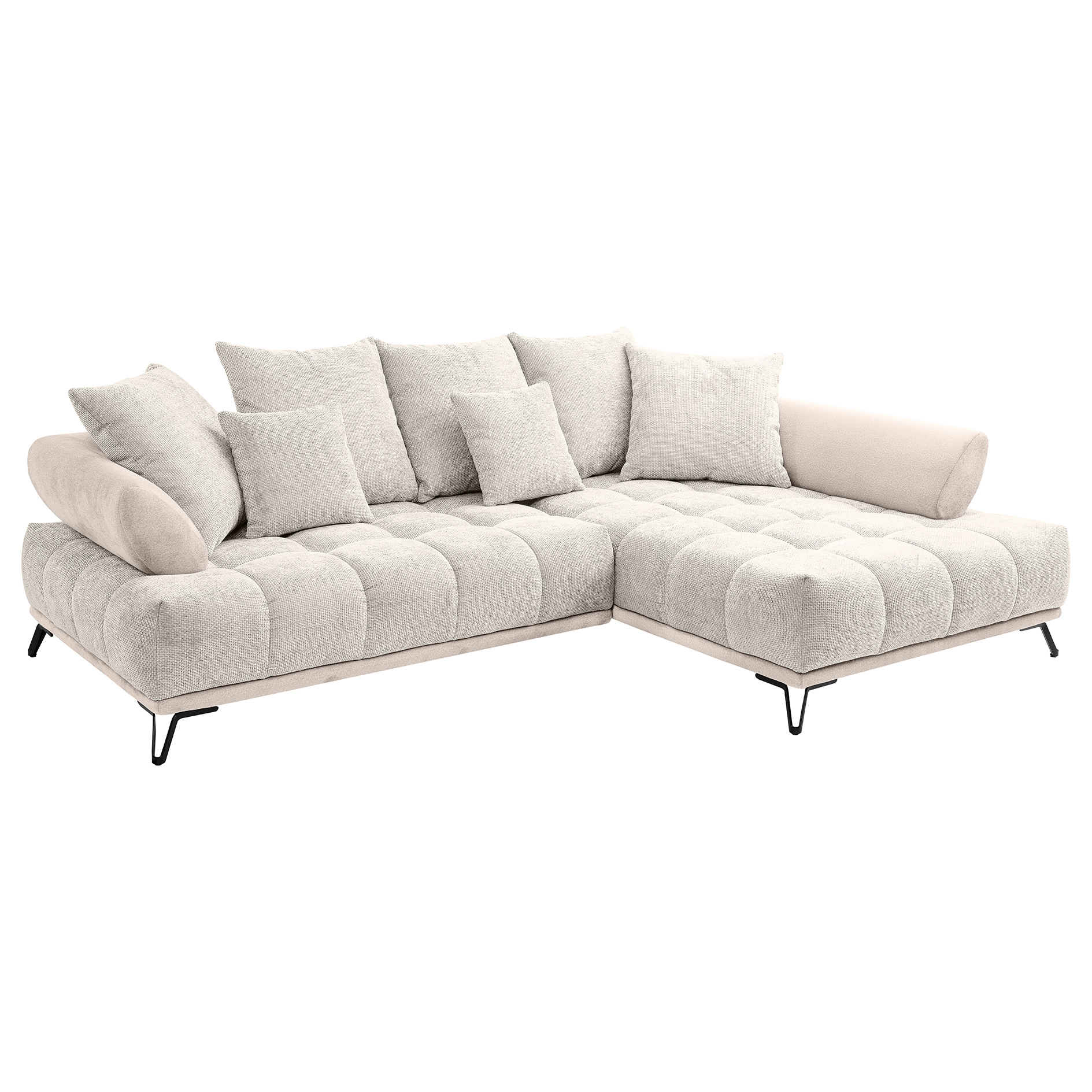 Relinggarnitur - beige - Webstoff - Ottomane rechts