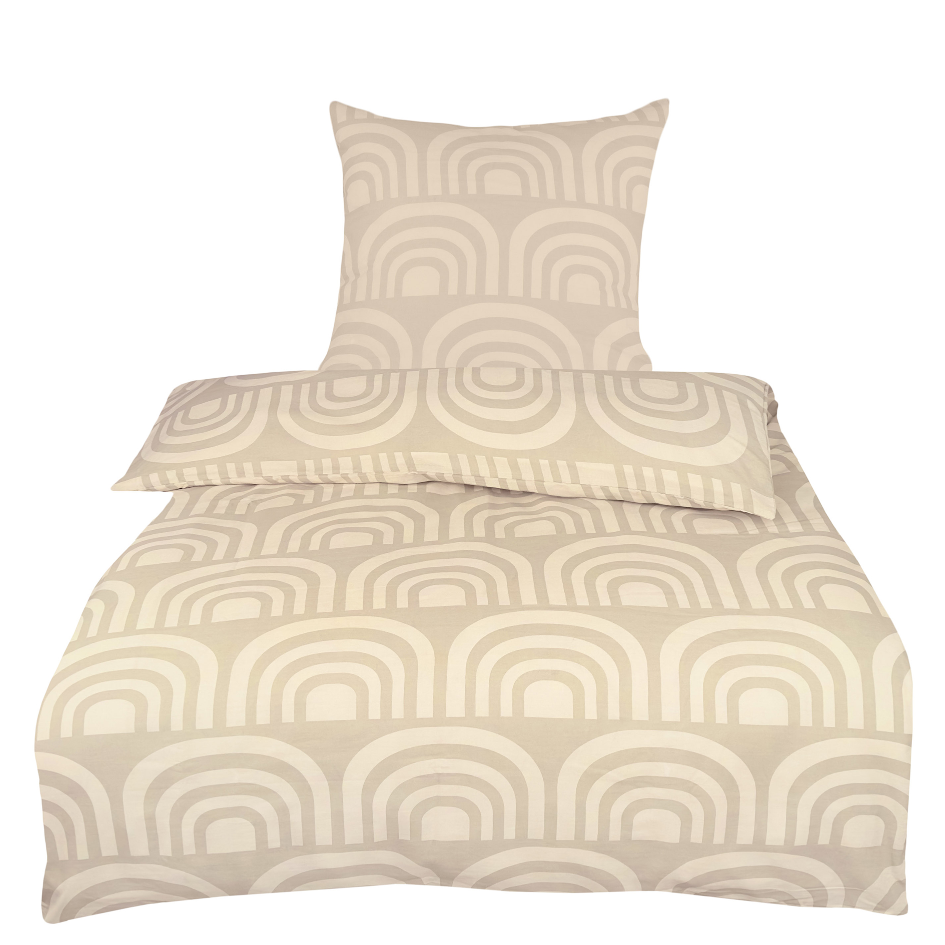 Renforcé-Bettwäsche - beige - Bögen - 135x200 cm
