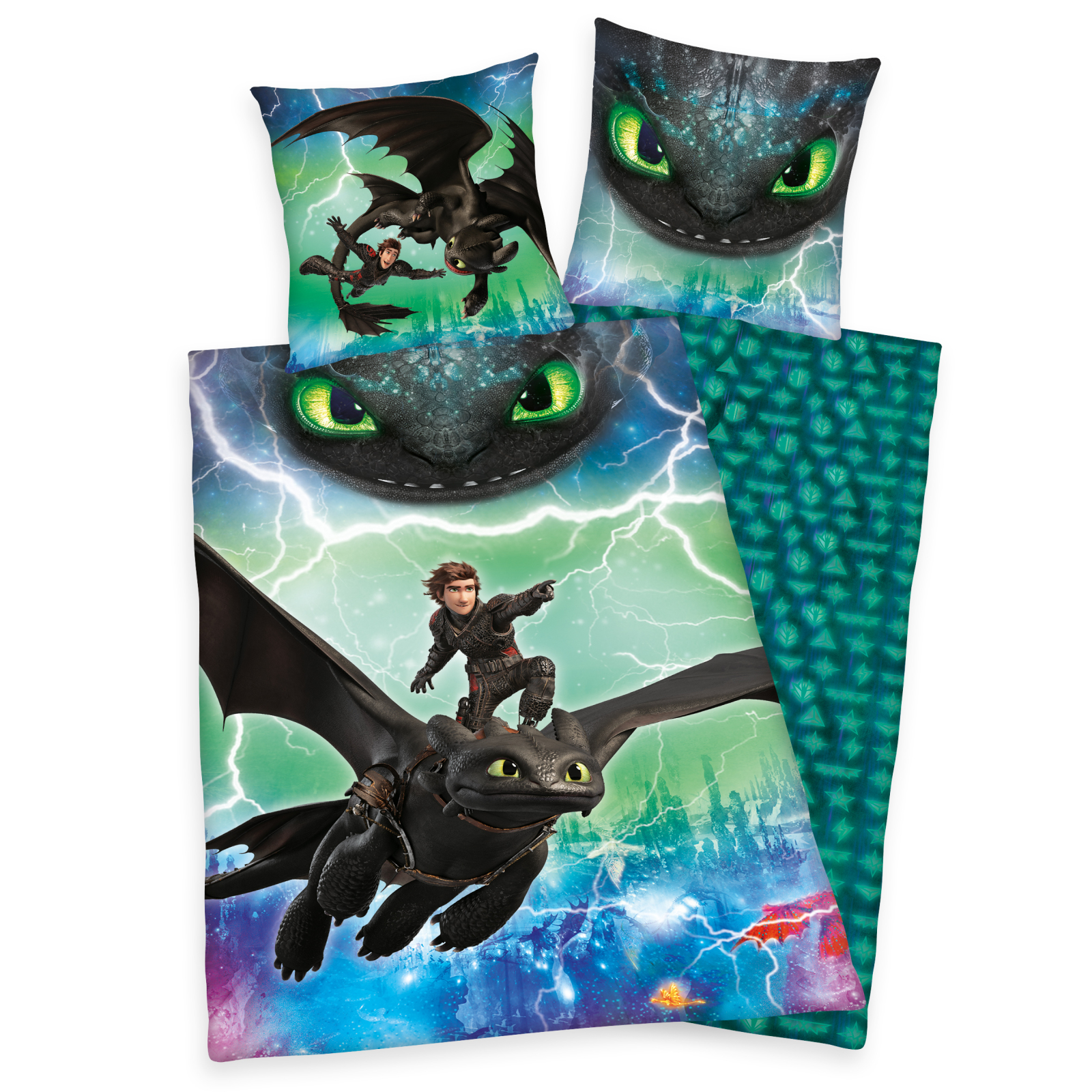 Renforcé-Bettwäsche DRAGONS - leuchtet - 135x200 cm