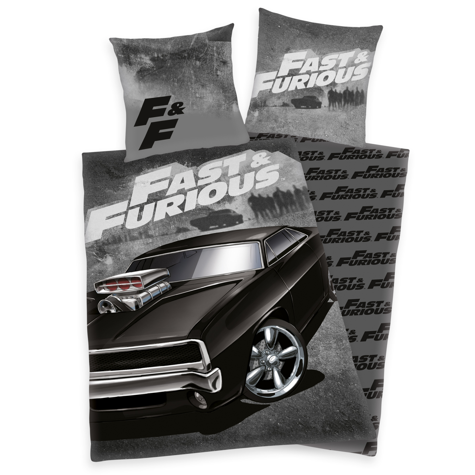 Renforcé-Bettwäsche FAST & FURIOUS - grau - 135x200 cm