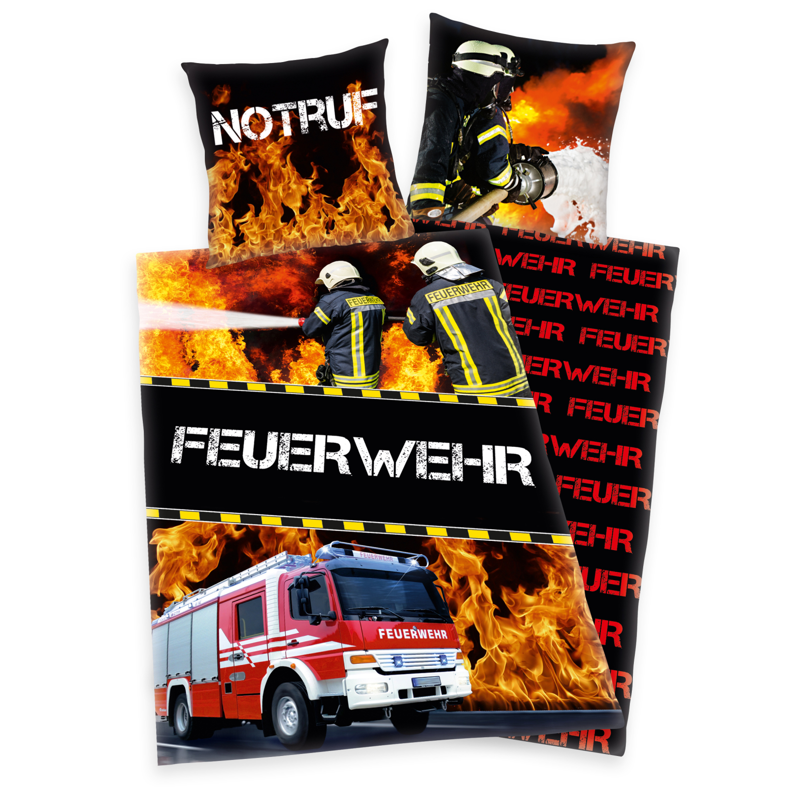 Renforcé-Bettwäsche FEUERWEHR - schwarz - 135x200 cm