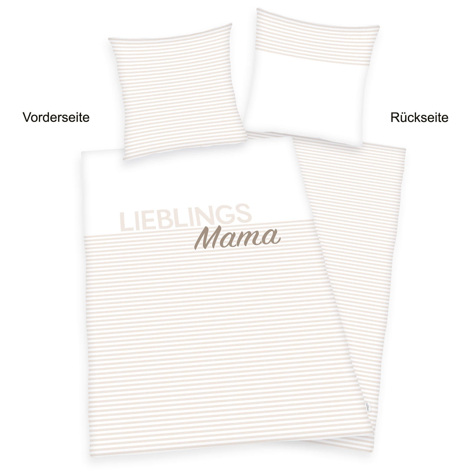 Renforcé-Bettwäsche LIEBLINGS-MAMA - beige-weiß - 135x200 cm
