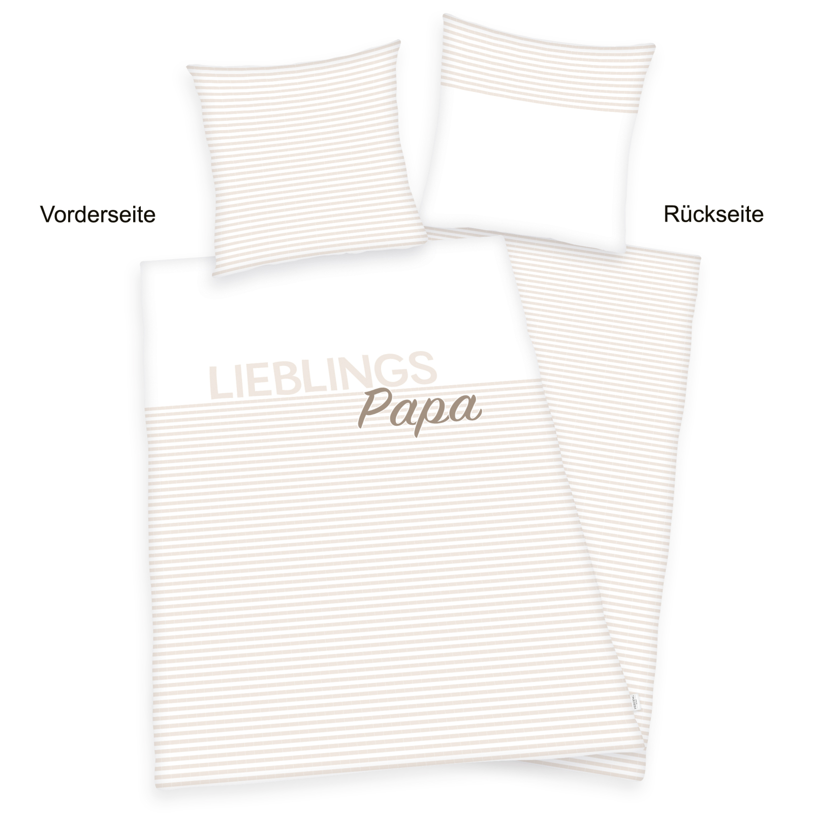 Renforcé-Bettwäsche LIEBLINGS-PAPA - beige-weiß - 135x200 cm