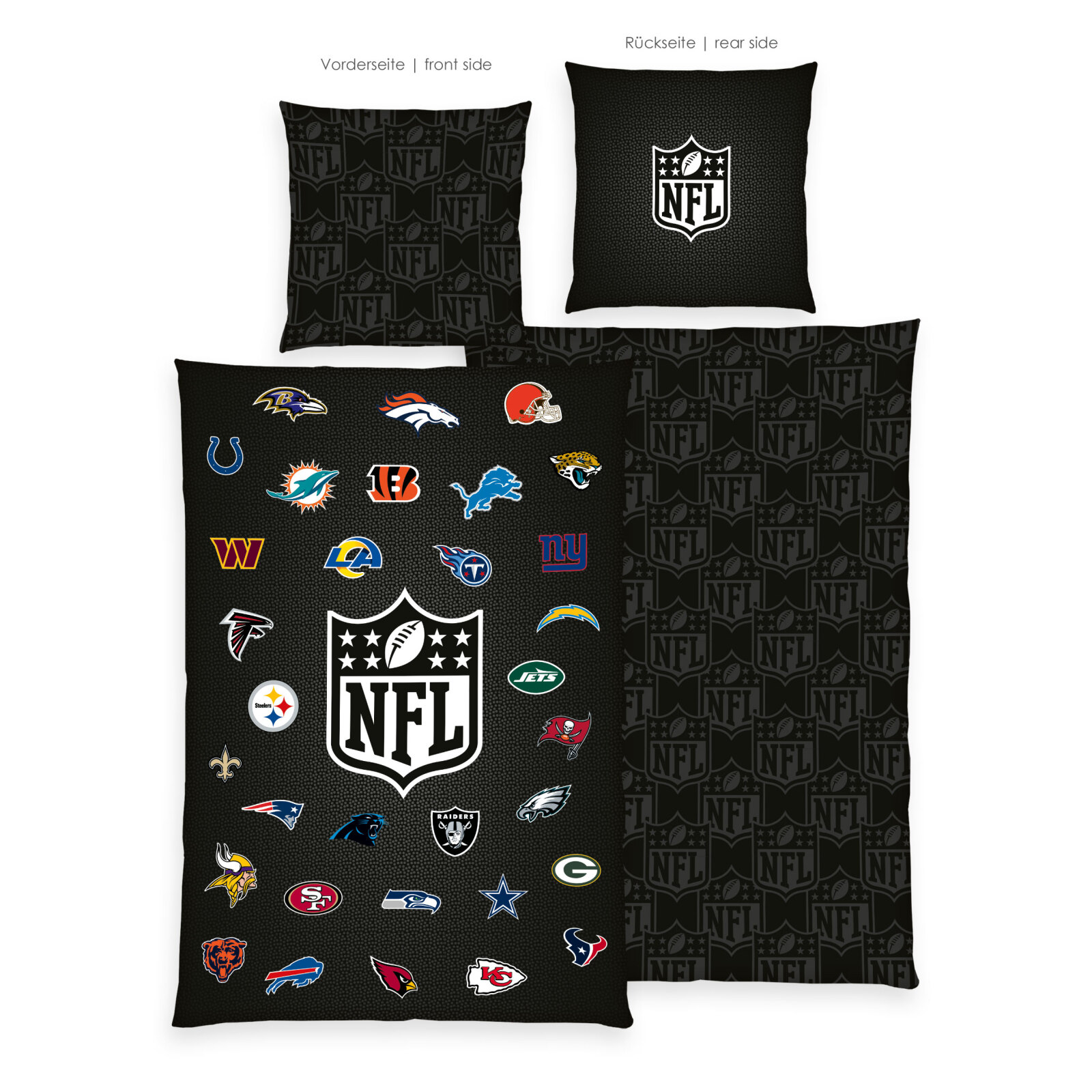 Renforcé-Bettwäsche NFL - schwarz-multicolor - 135x200 cm