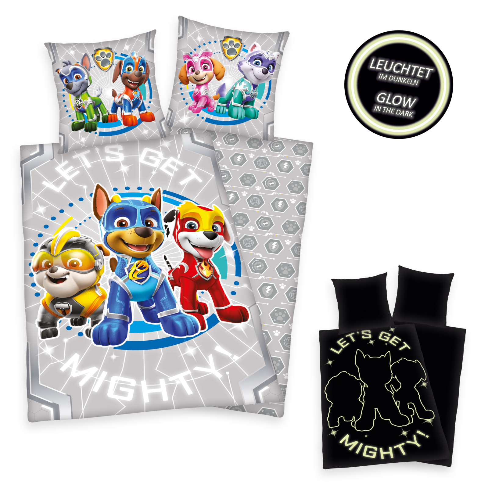 Renforcé-Bettwäsche PAW PATROL - Glow in the dark - 135x200 cm