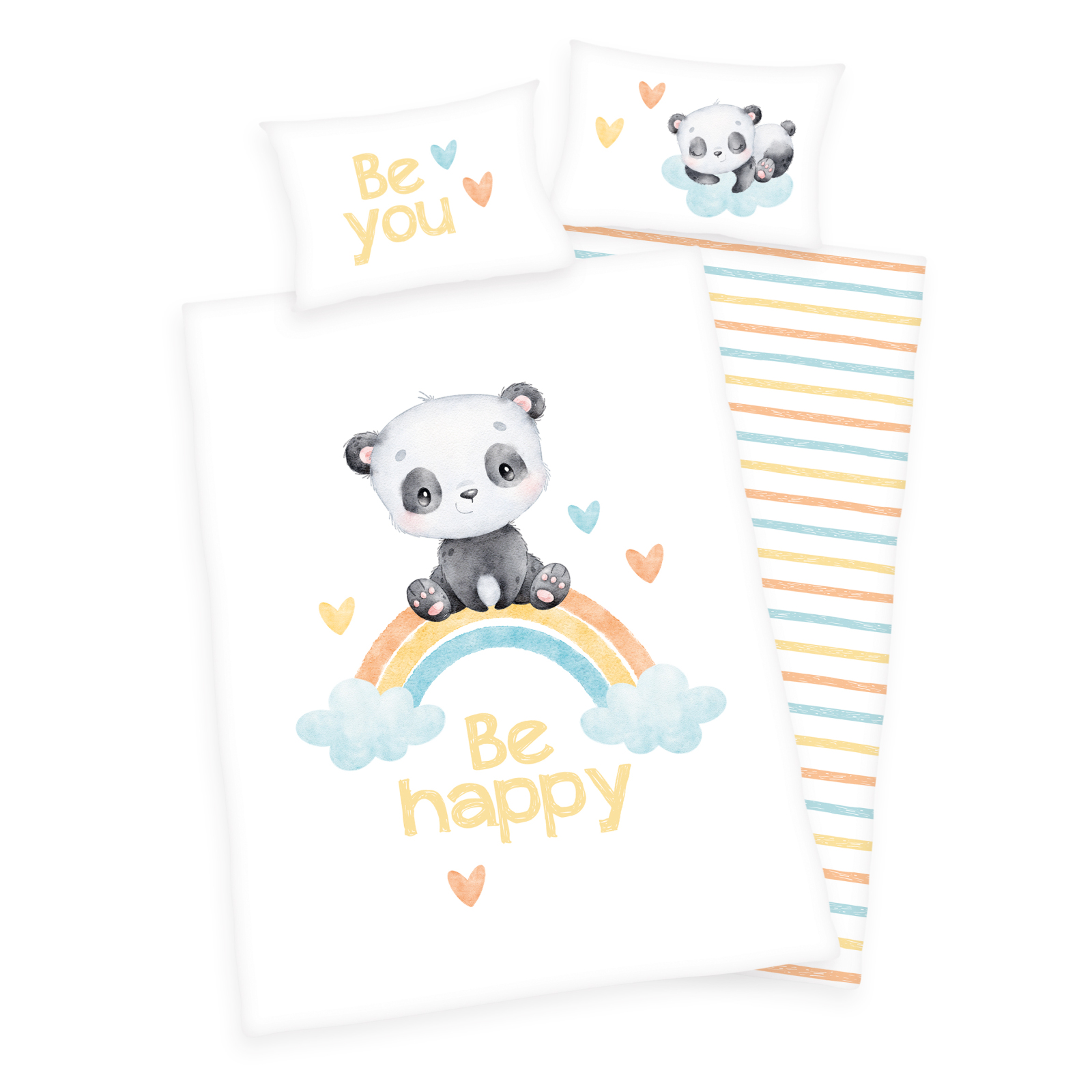 Renforcé-Bettwäsche REGENBOGEN PANDA - bunt - 100x135 cm