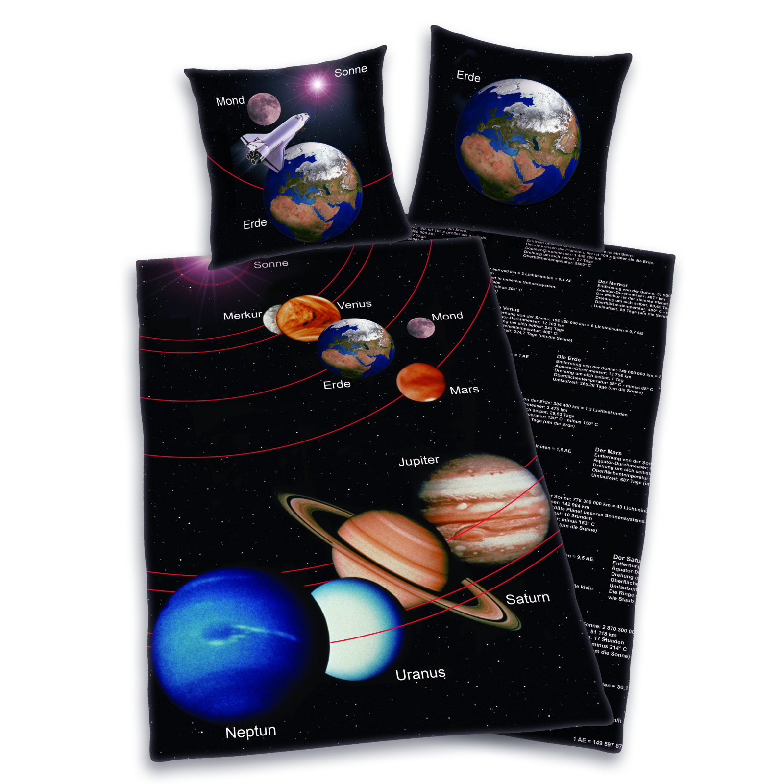 Renforcé-Bettwäsche YOUNG COLLECTION SONNENSYSTEM - 135x200 cm