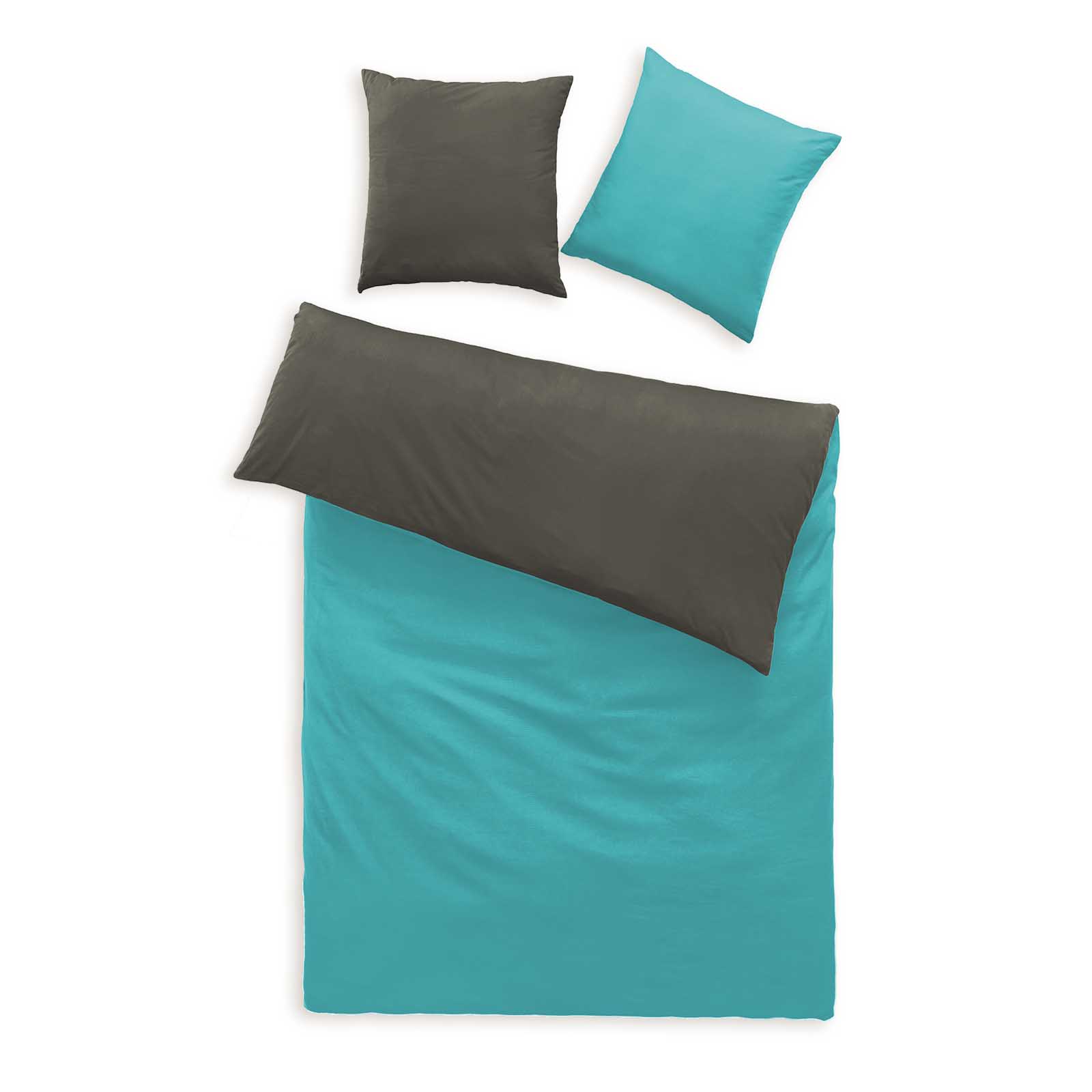 Betz Bettwäsche Set 100% Baumwolle – 2-teilig, Größe 135x200 Cm + 80x80 Cm, Mit Reißverschluss, Farbe Petrol