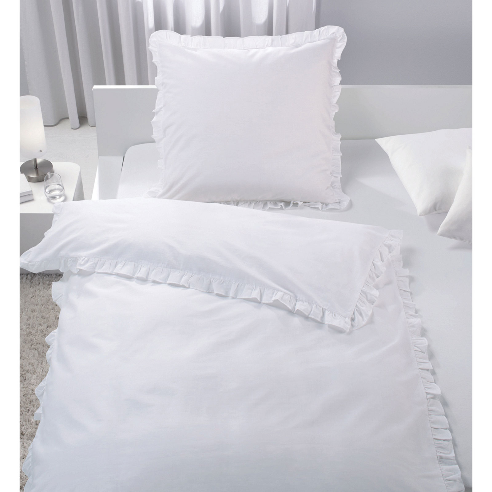 RenforcéBettwäsche weiß mit Rüschen 155x220 cm Online bei ROLLER kaufen