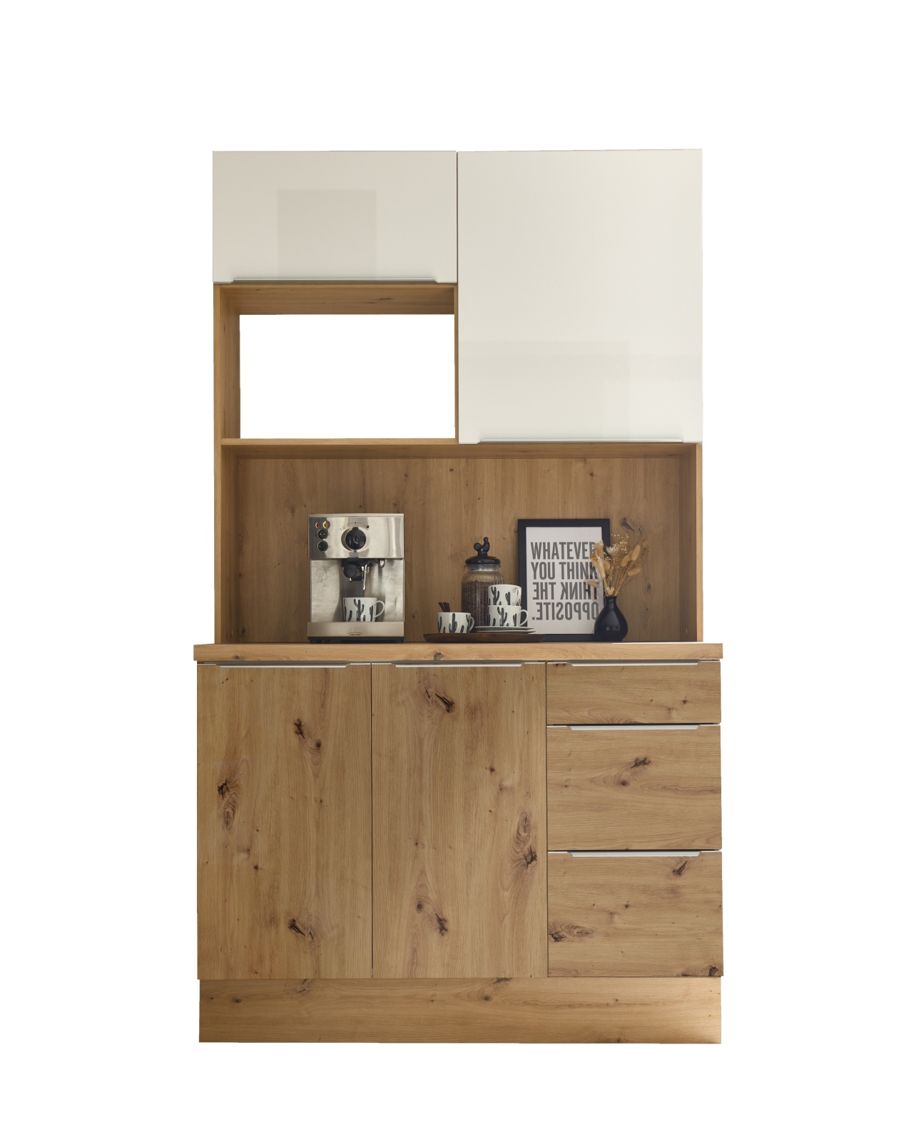 RESPEKTA Buffet - Artisan Eiche - weiß Hochglanz - 120 cm