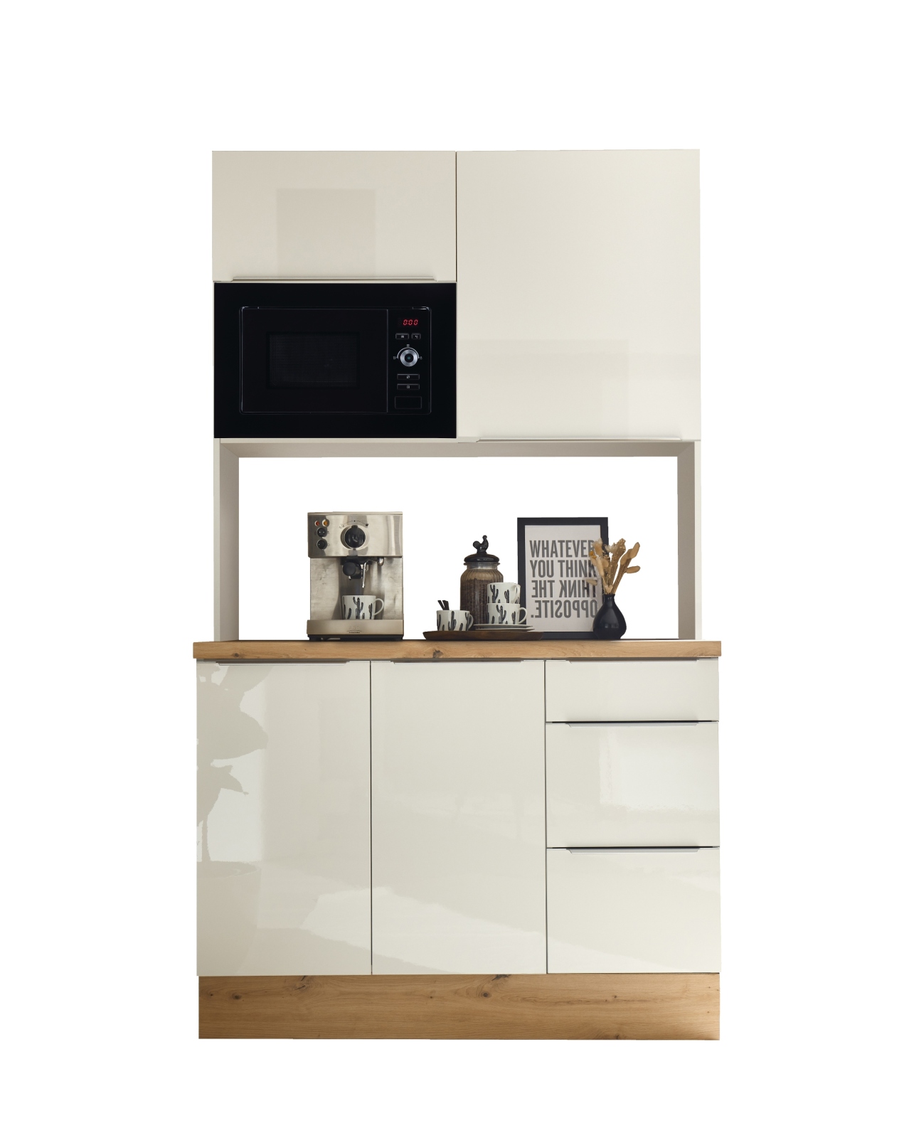RESPEKTA Buffet - weiß Hochglanz - mit Mikrowelle - 120 cm