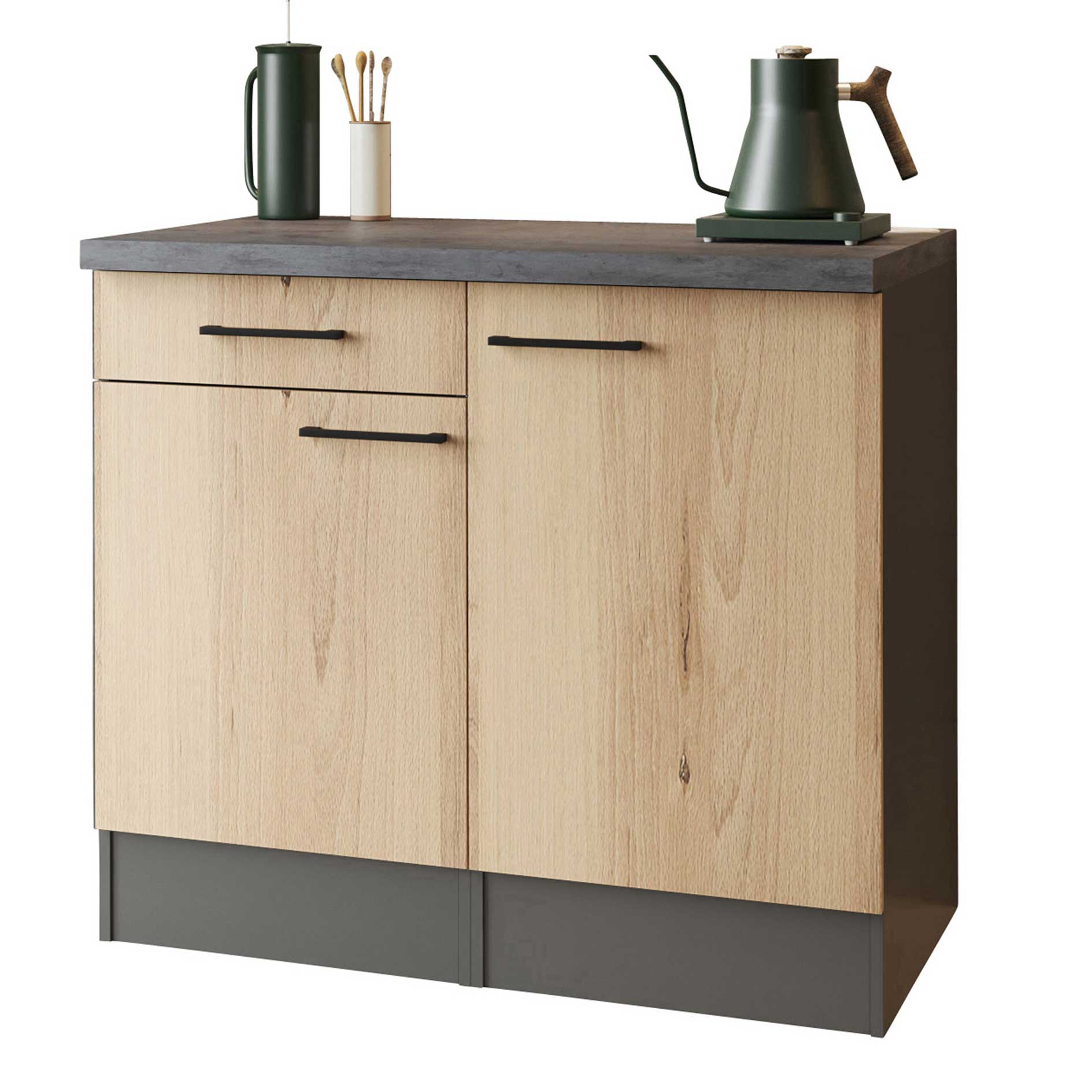 RESPEKTA Buffetschrank OLIVER - Artisan Eiche - grau matt - 100 cm