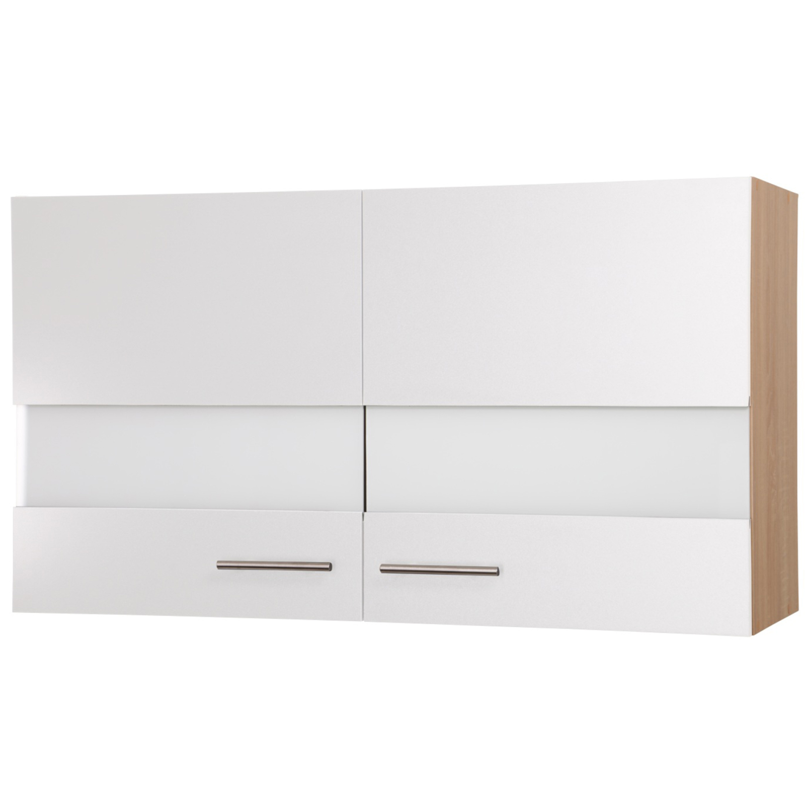 RESPEKTA Glas-Oberschrank - weiß matt - Eiche sägerau - 100 cm
