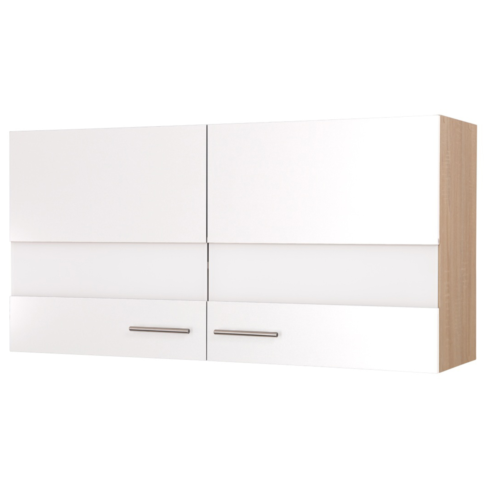 RESPEKTA Glas-Oberschrank - weiß matt - Eiche sägerau - 110 cm