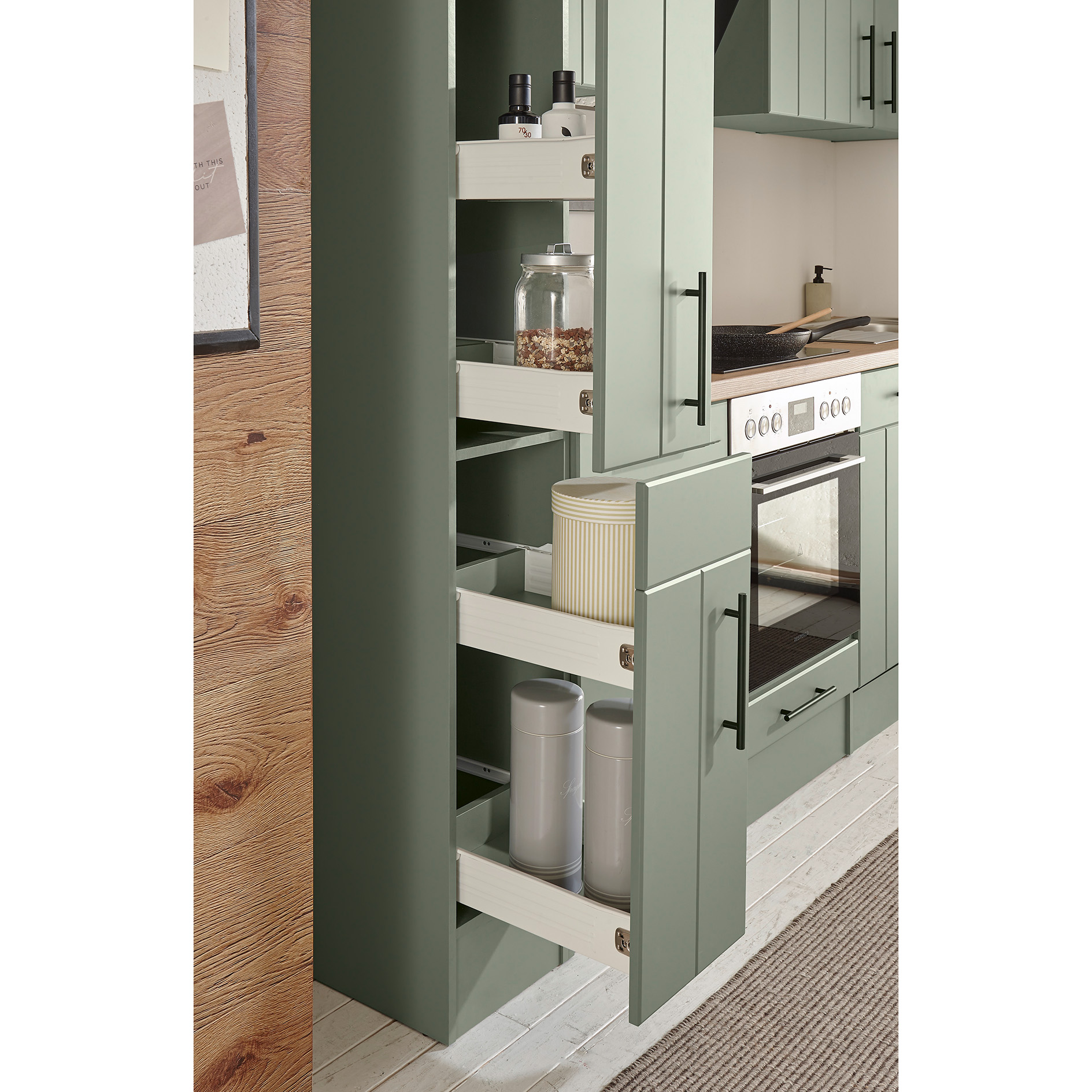 RESPEKTA Küchenblock ANTON - schilfgrün - 310 cm