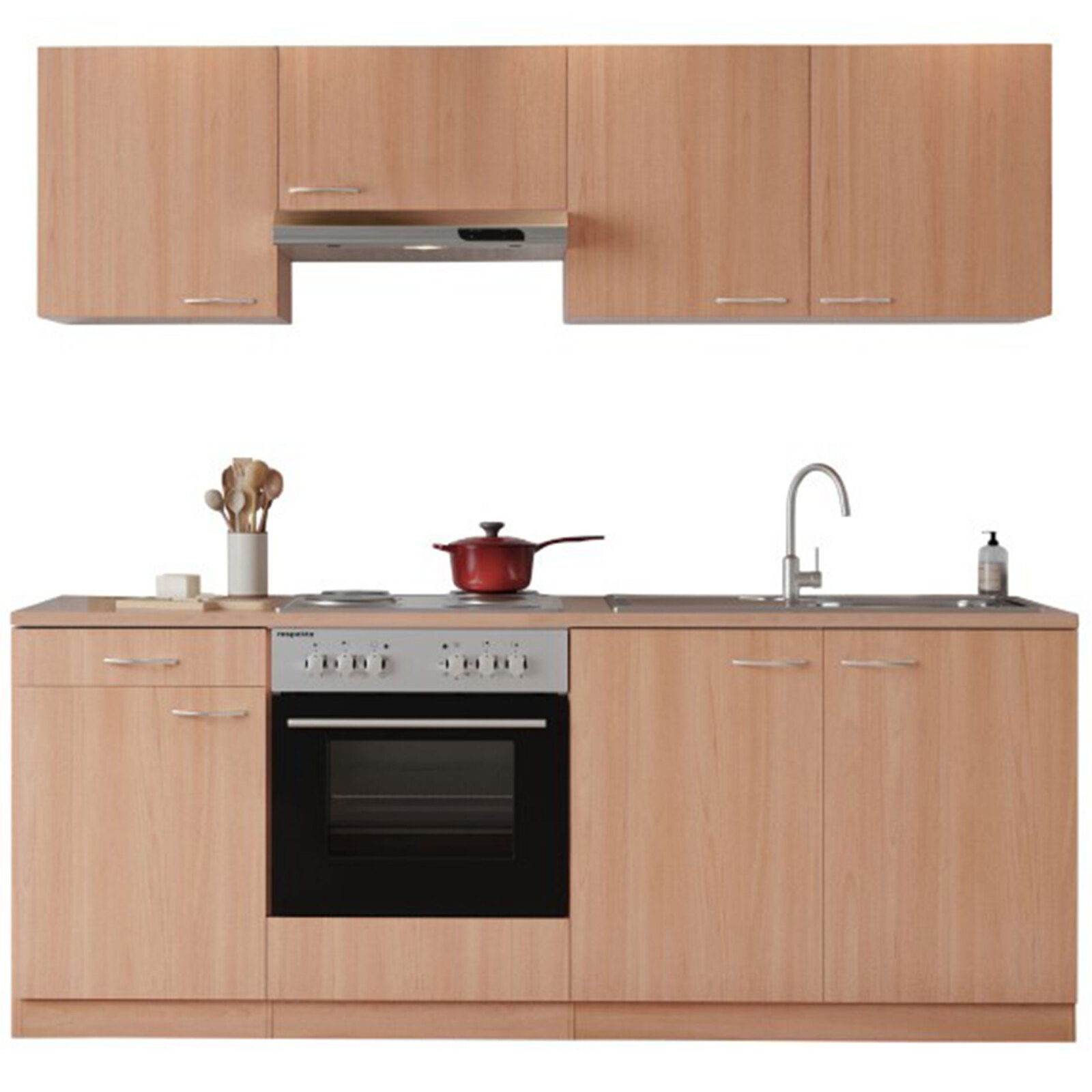 RESPEKTA Küchenblock GERDA - Buche - mit E-Geräten - 210 cm