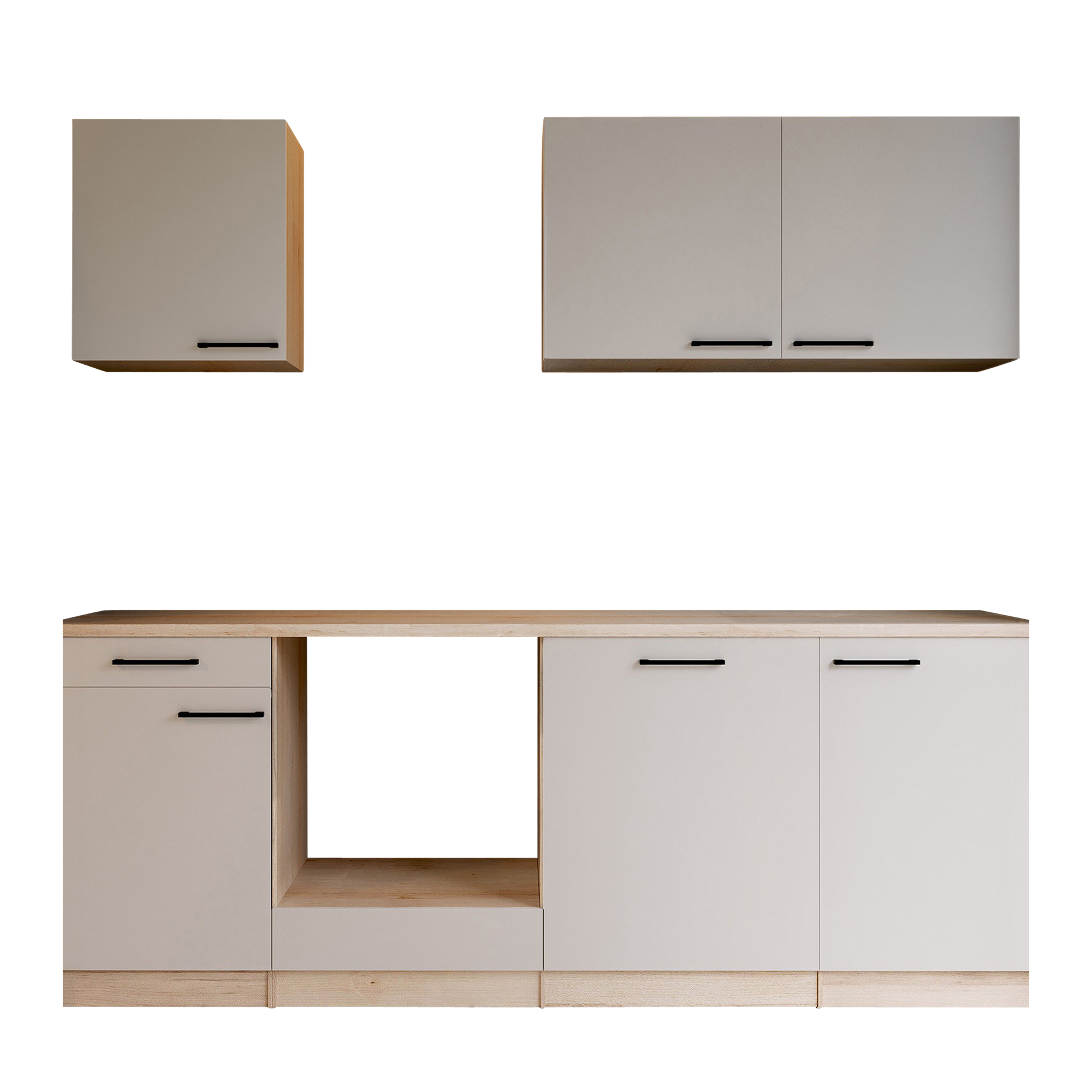 RESPEKTA Küchenblock - Kaschmir - Eiche Sägerau - 220 cm