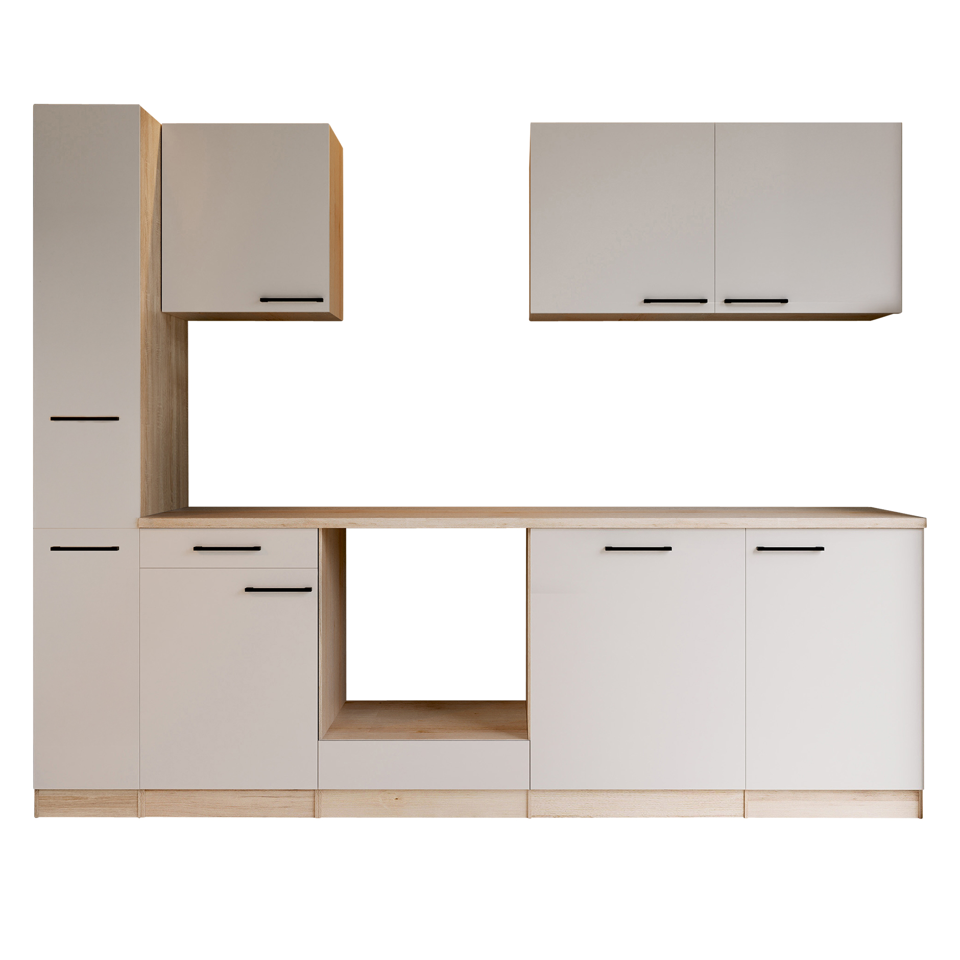 RESPEKTA Küchenblock - Kaschmir - Eiche Sägerau - 250 cm
