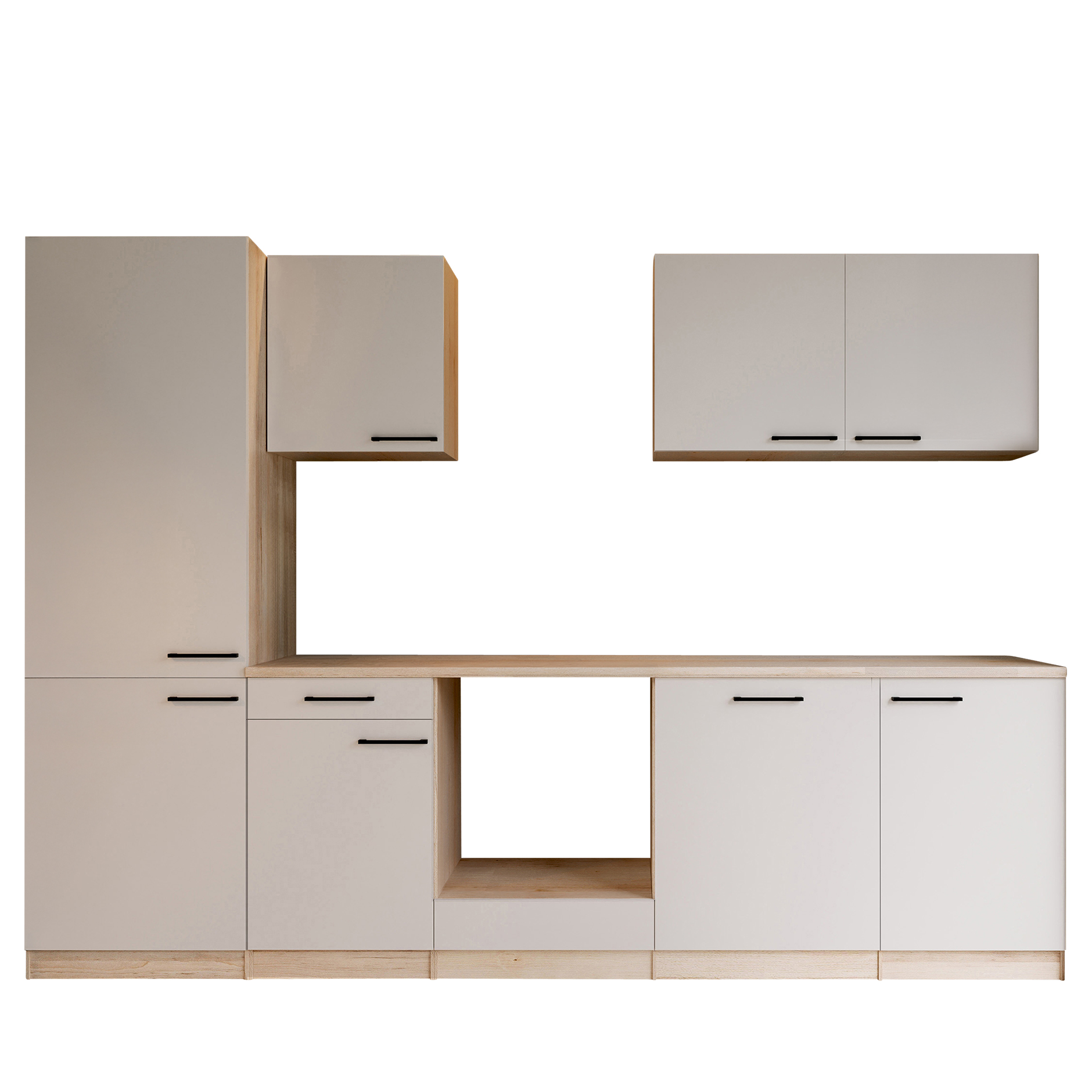 RESPEKTA Küchenblock - Kaschmir - Eiche Sägerau - 280 cm