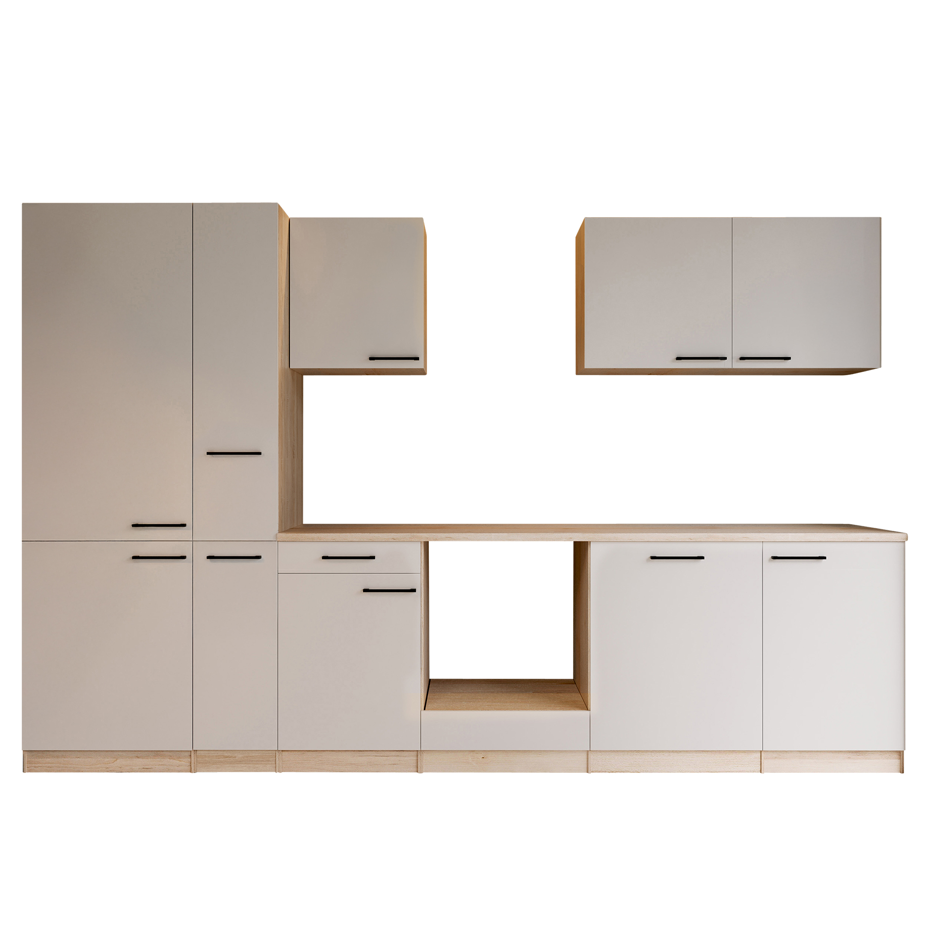 RESPEKTA Küchenblock - Kaschmir - Eiche Sägerau - 310 cm