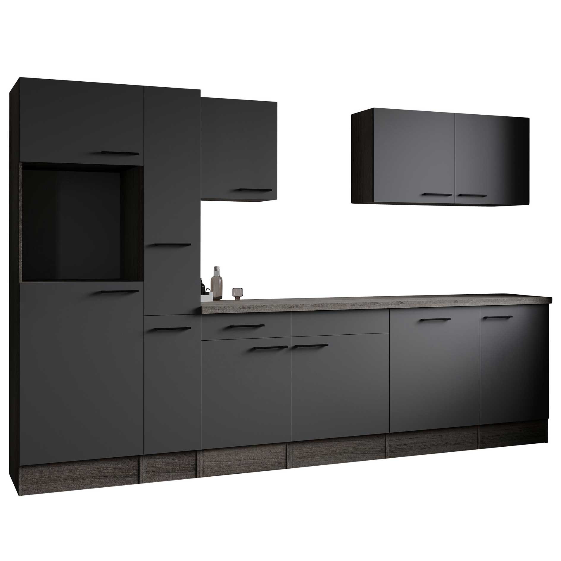 RESPEKTA Küchenblock OLIVER - grau matt - Eiche York - 310 cm